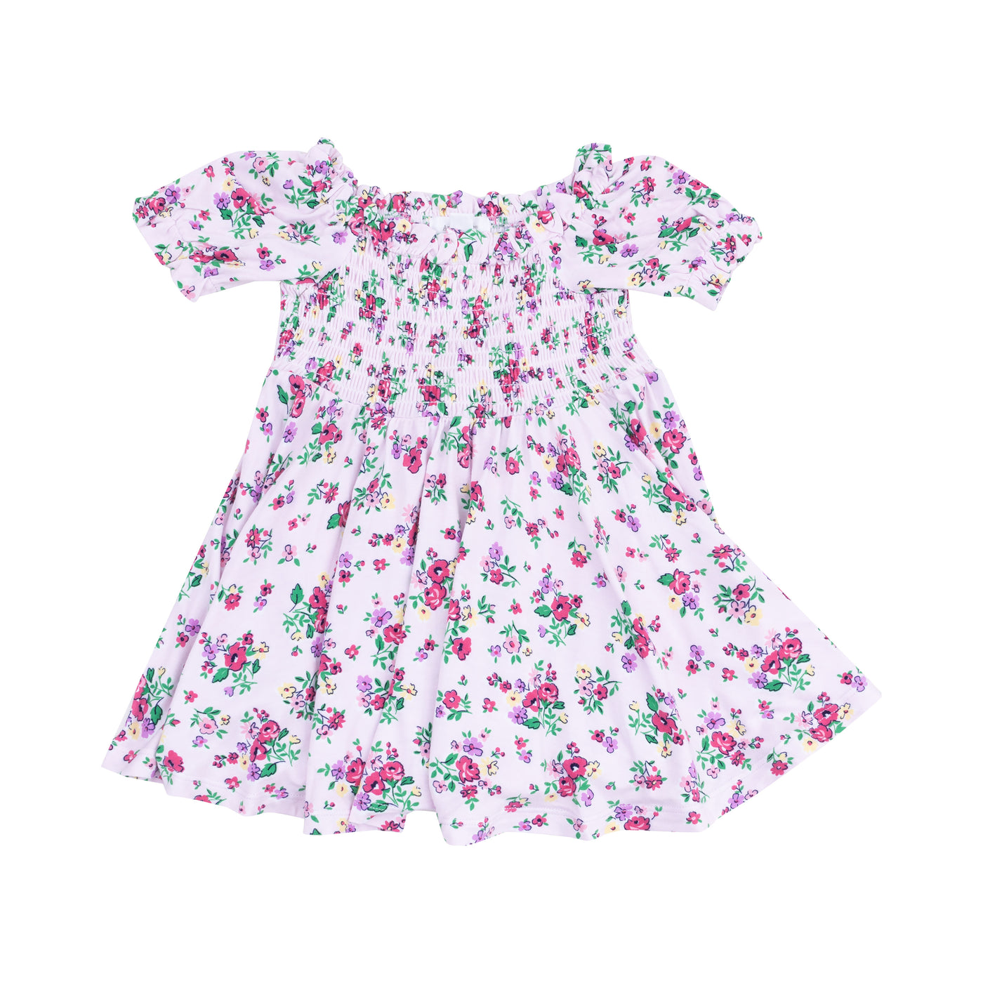 Puff Sleeve Smocked Dress and Diaper Cover  - Preppy Roses