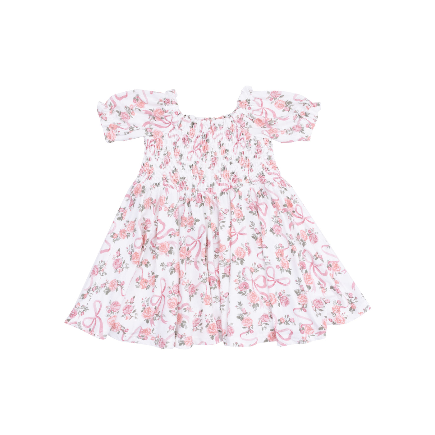 Puff Sleeve Smocked Dress and Diaper Cover - Ribbons and Flowers