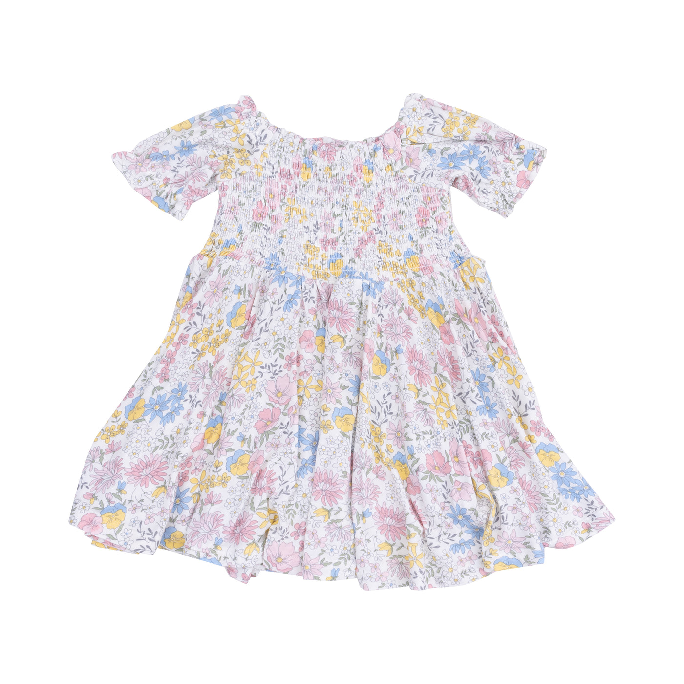 Puff Sleeve Smocked Dress and Diaper Cover - Viola Floral