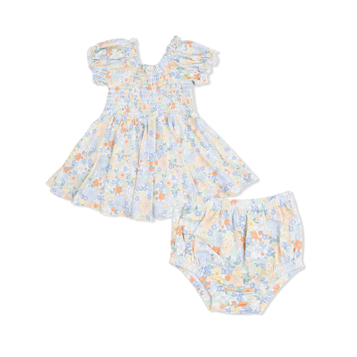 Georgia Floral - Smocked Twirly Dress and Bloomer-Angel Dear