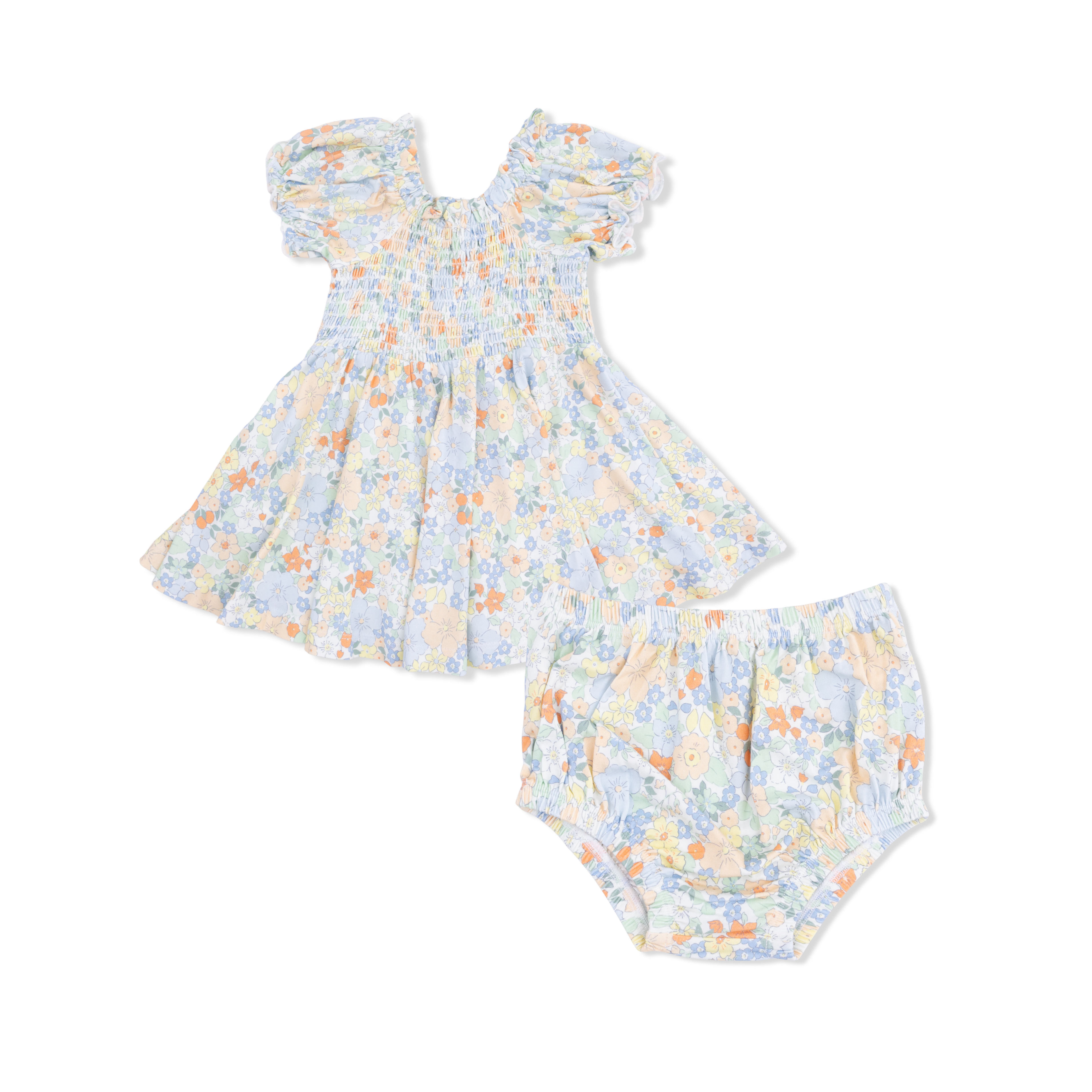 Georgia Floral - Smocked Twirly Dress and Bloomer-Angel Dear