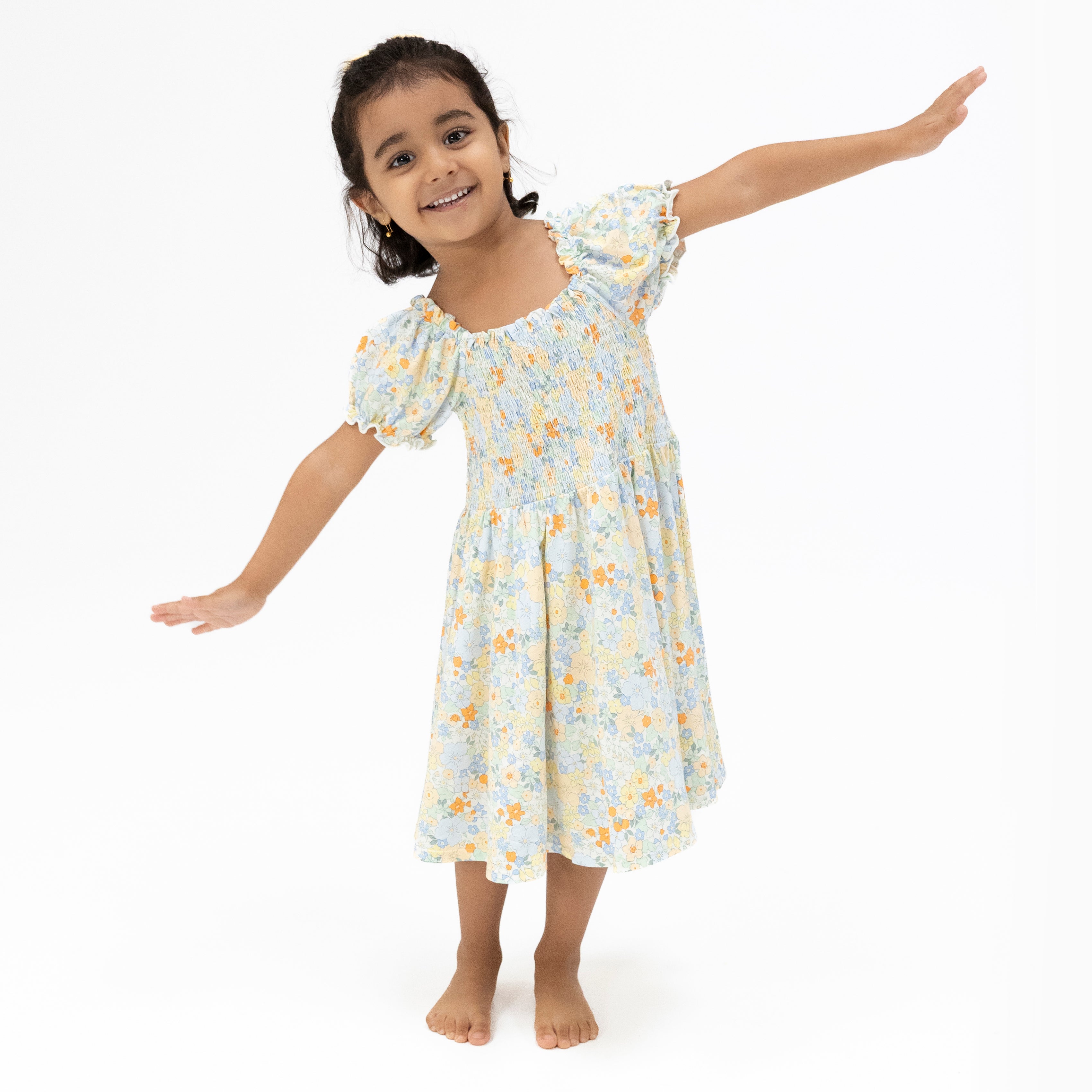 Georgia Floral - Smocked Twirly Dress and Bloomer-Angel Dear