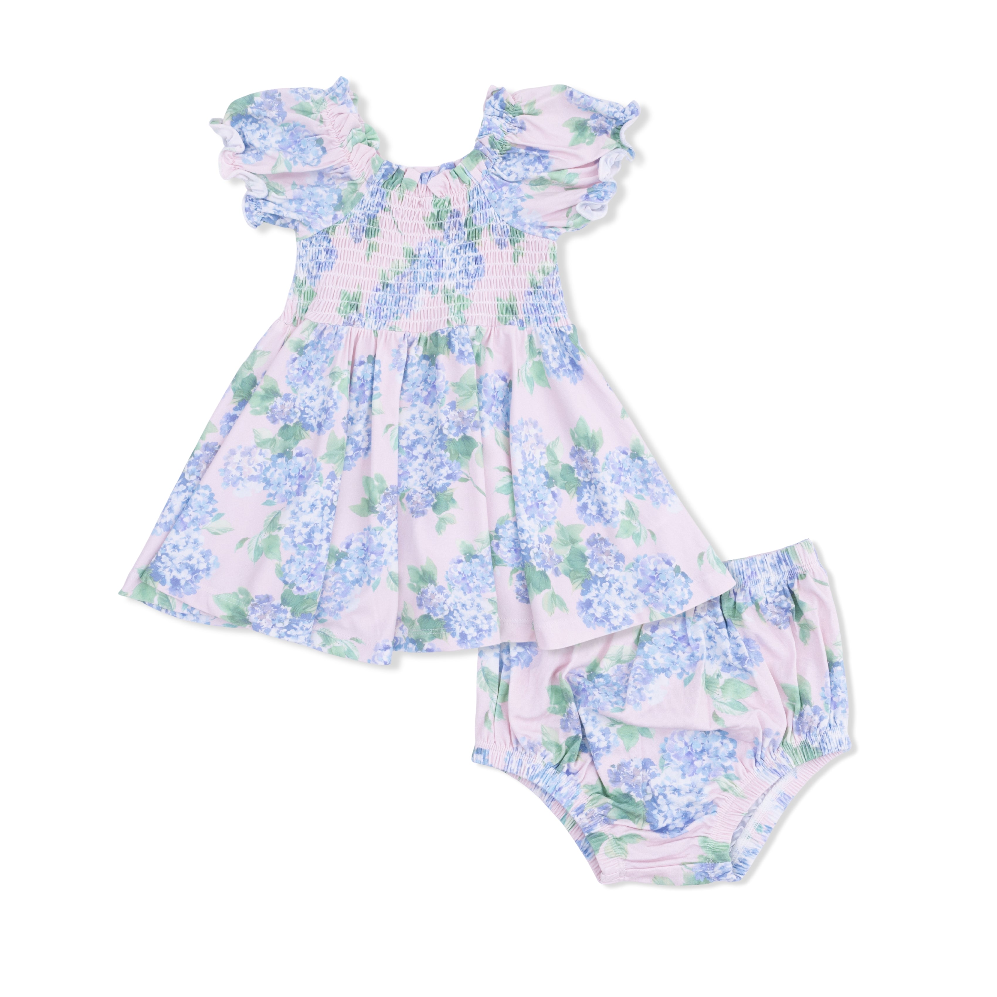 Hydrangeas - Smocked Twirly Dress and Bloomer-Angel Dear