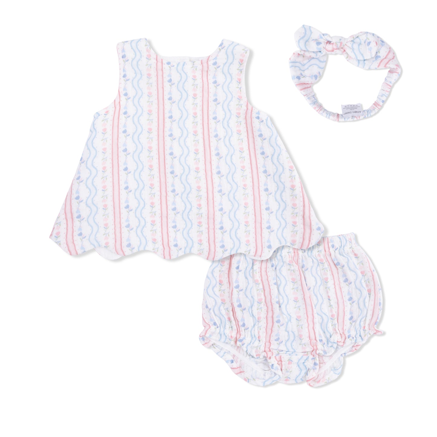 Tulip Stripe - Scallop Back Top with Bloomer & Headband-Angel Dear