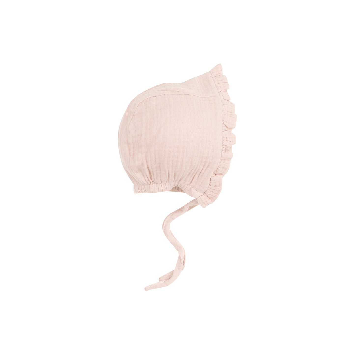 Ruffle Bonnet - Solid Muslin Rose Smoke-Angel Dear