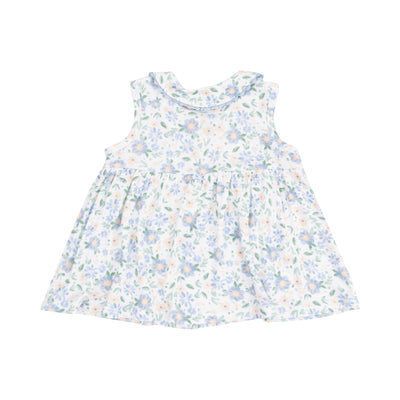 The Jill Peter Pan Button Front Dress with Ric Rac Trim and Diaper Cover - Baby Veronical Floral