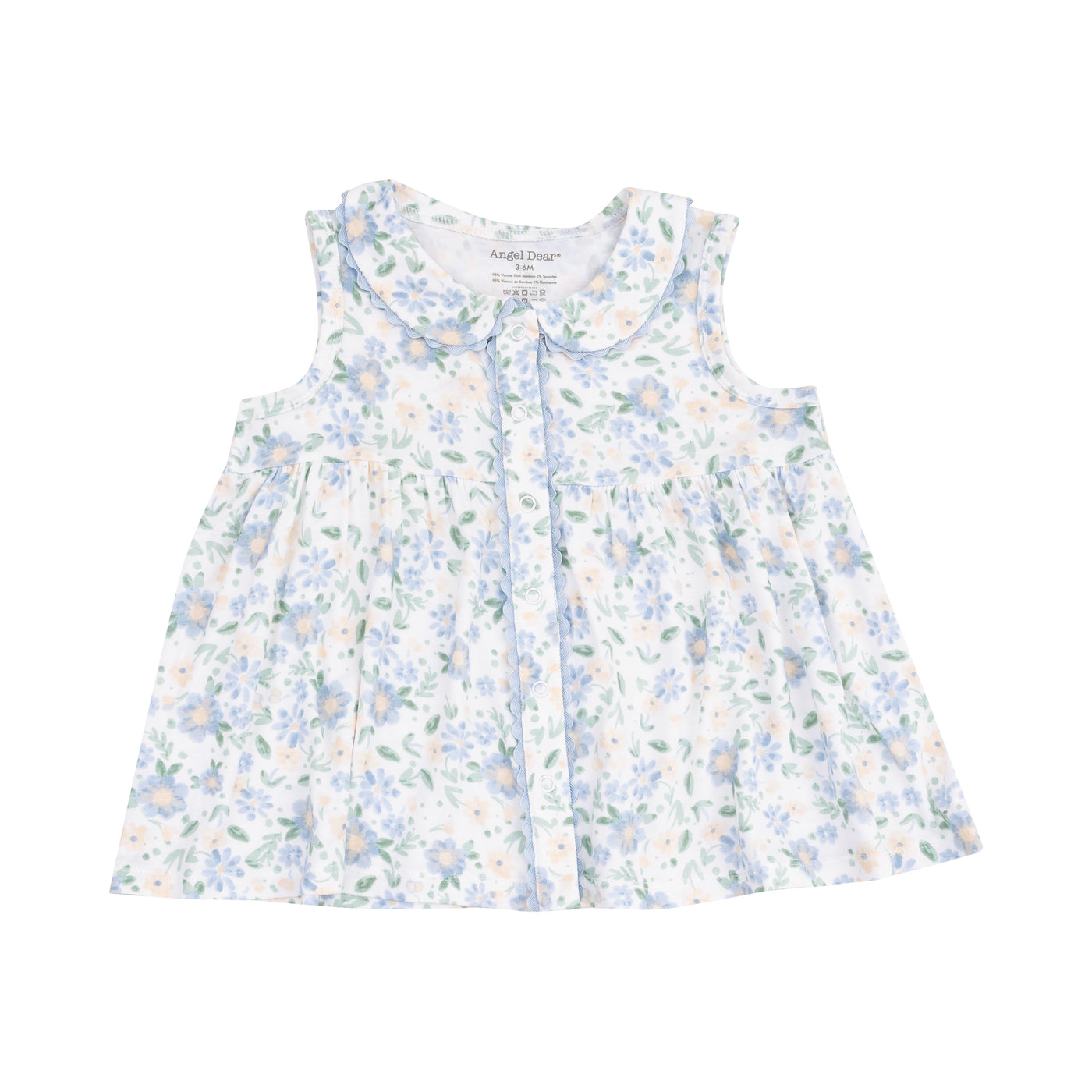 The Jill Peter Pan Button Front Dress with Ric Rac Trim and Diaper Cover - Baby Veronical Floral