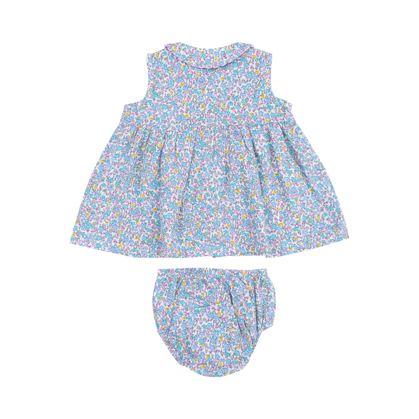 The Jill Peter Pan Button Front Dress with Ric Rac Trim and Diaper Cover - Flowers and Berries