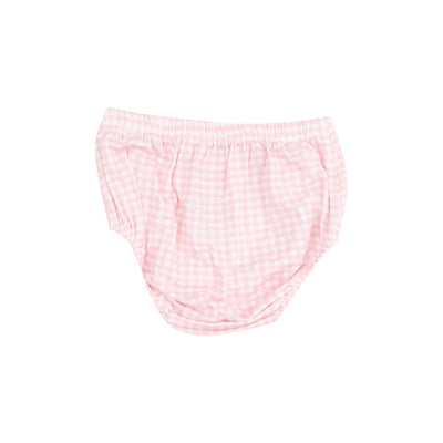 The Jill Peter Pan Button Front Dress with Ric Rac Trim and Diaper Cover - Mini Gingham Pink