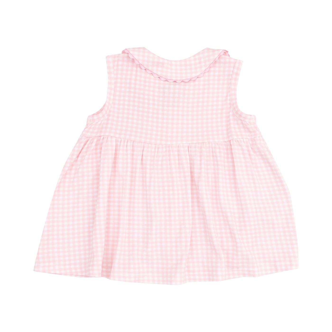 The Jill Peter Pan Button Front Dress with Ric Rac Trim and Diaper Cover - Mini Gingham Pink