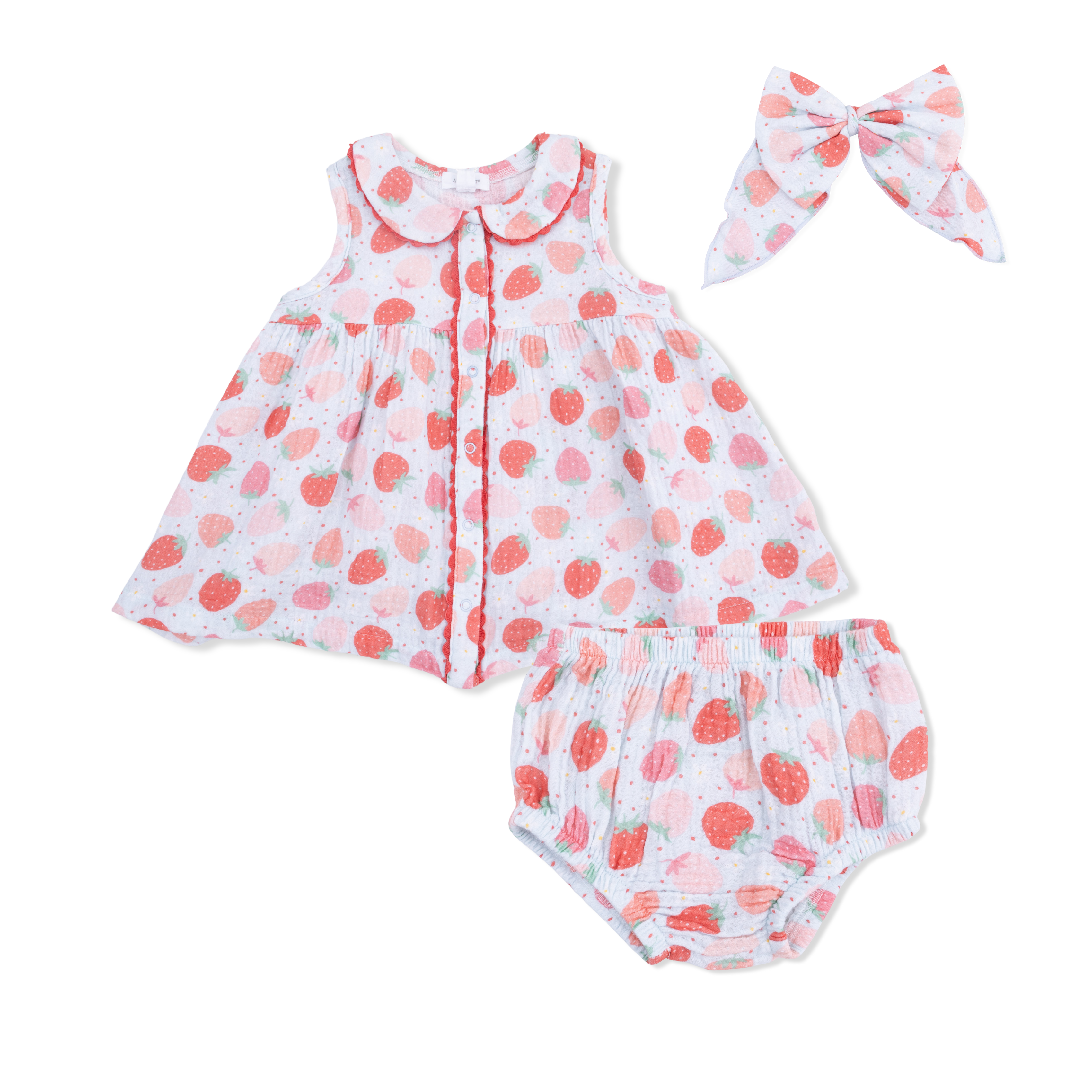 Strawberry Bliss - Jill Dress with Bloomer & Large Bow-Angel Dear