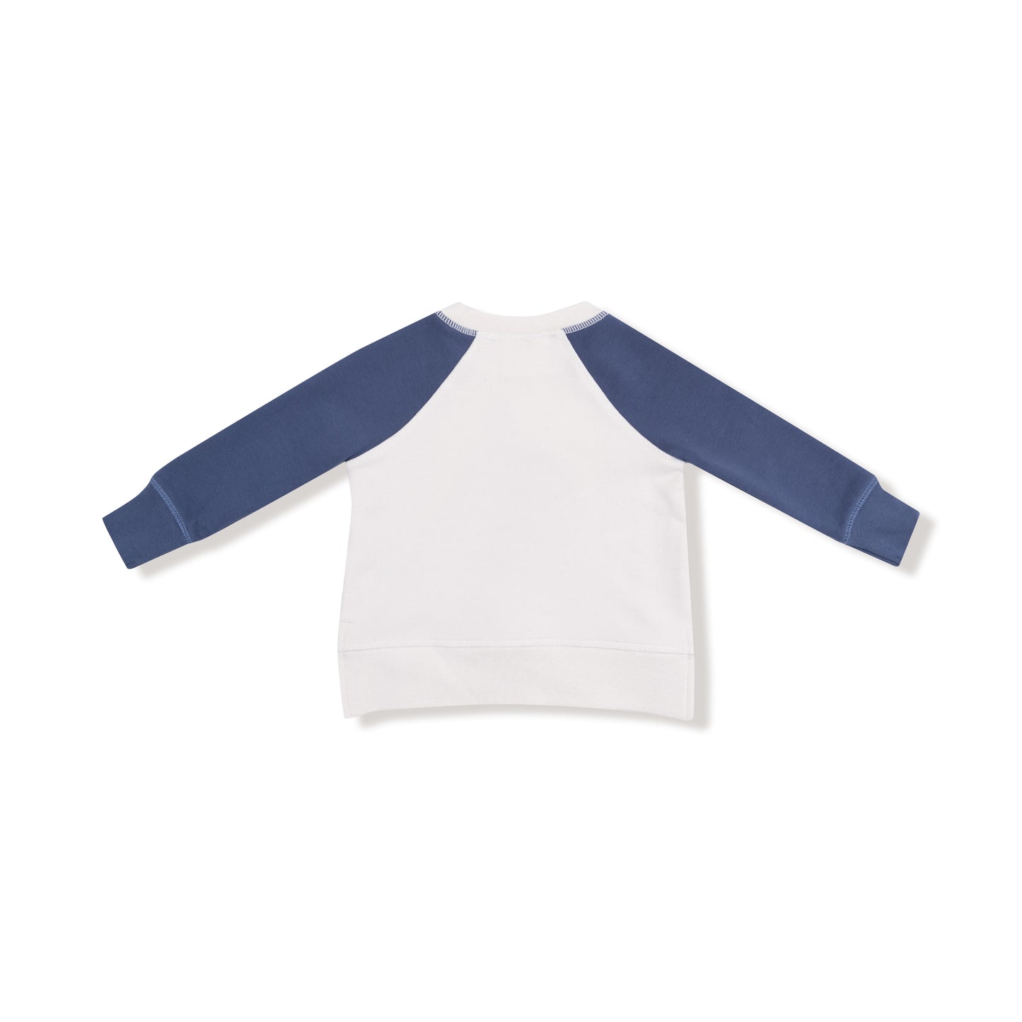 Raglan Sweatshirt with Red #1 Patch in our  Varsity - Vintage Indigo print from Angel Dear