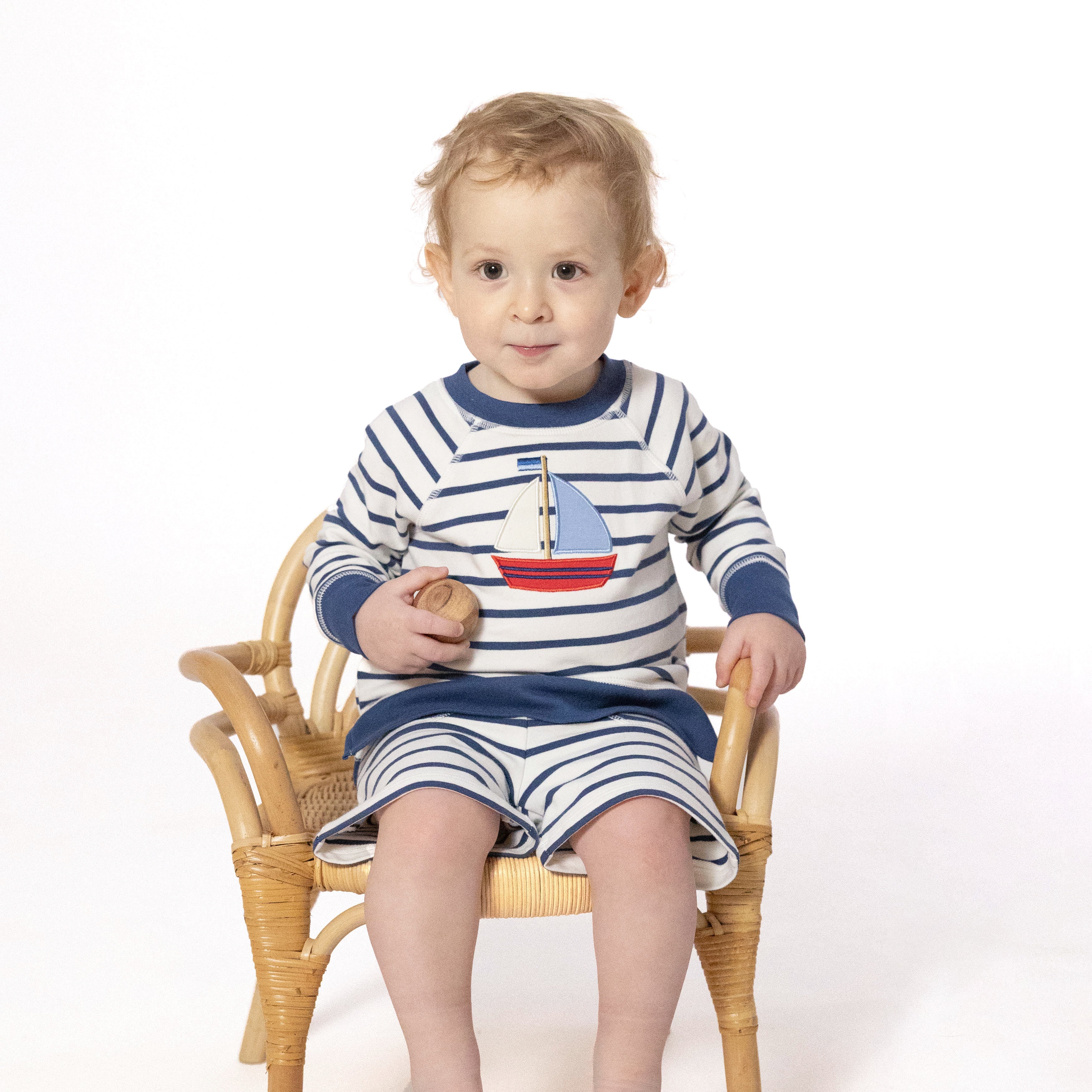 Bubbly Sailboat French Terry - Raglan Sweatshirt-Angel Dear