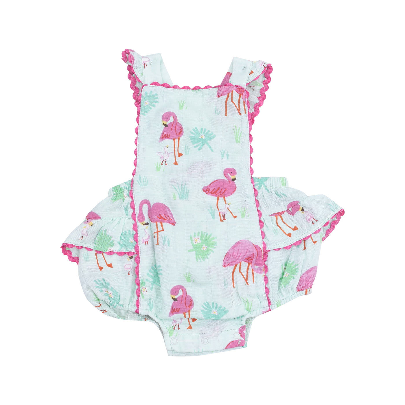 Ric-Rac Ruffle Sunsuit - Flamingos