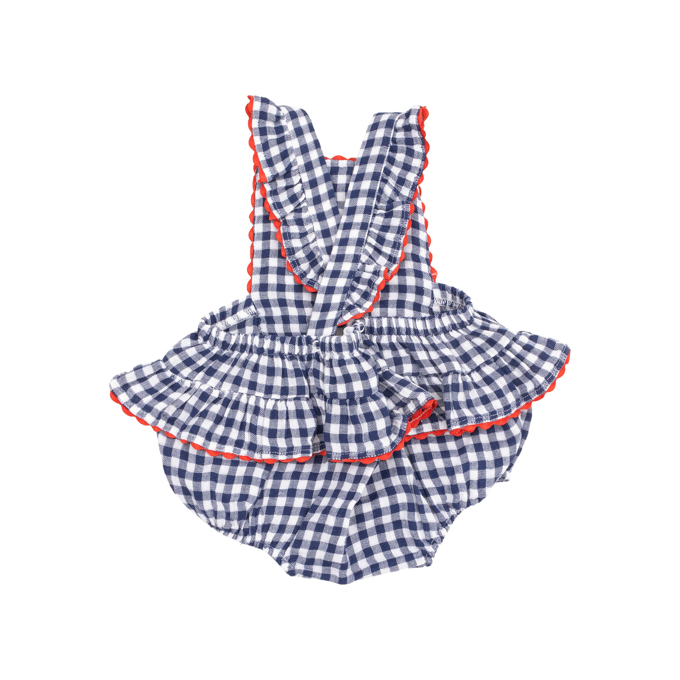 Ric-Rac Ruffle Sunsuit - Navy Gingham