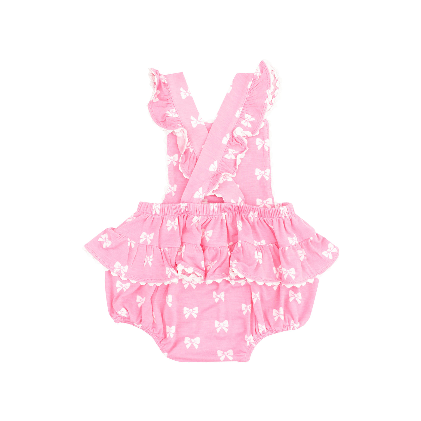 Ric-Rac Ruffle Sunsuit - Pink Bows