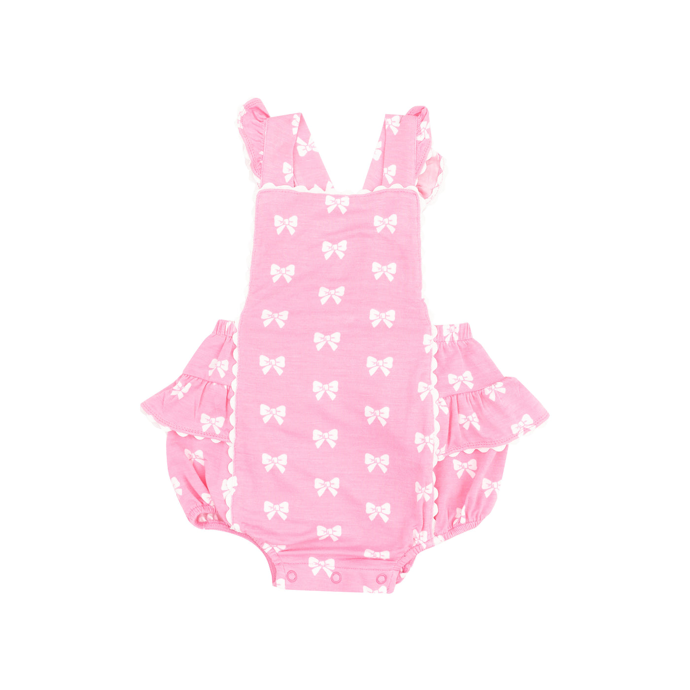 Ric-Rac Ruffle Sunsuit - Pink Bows