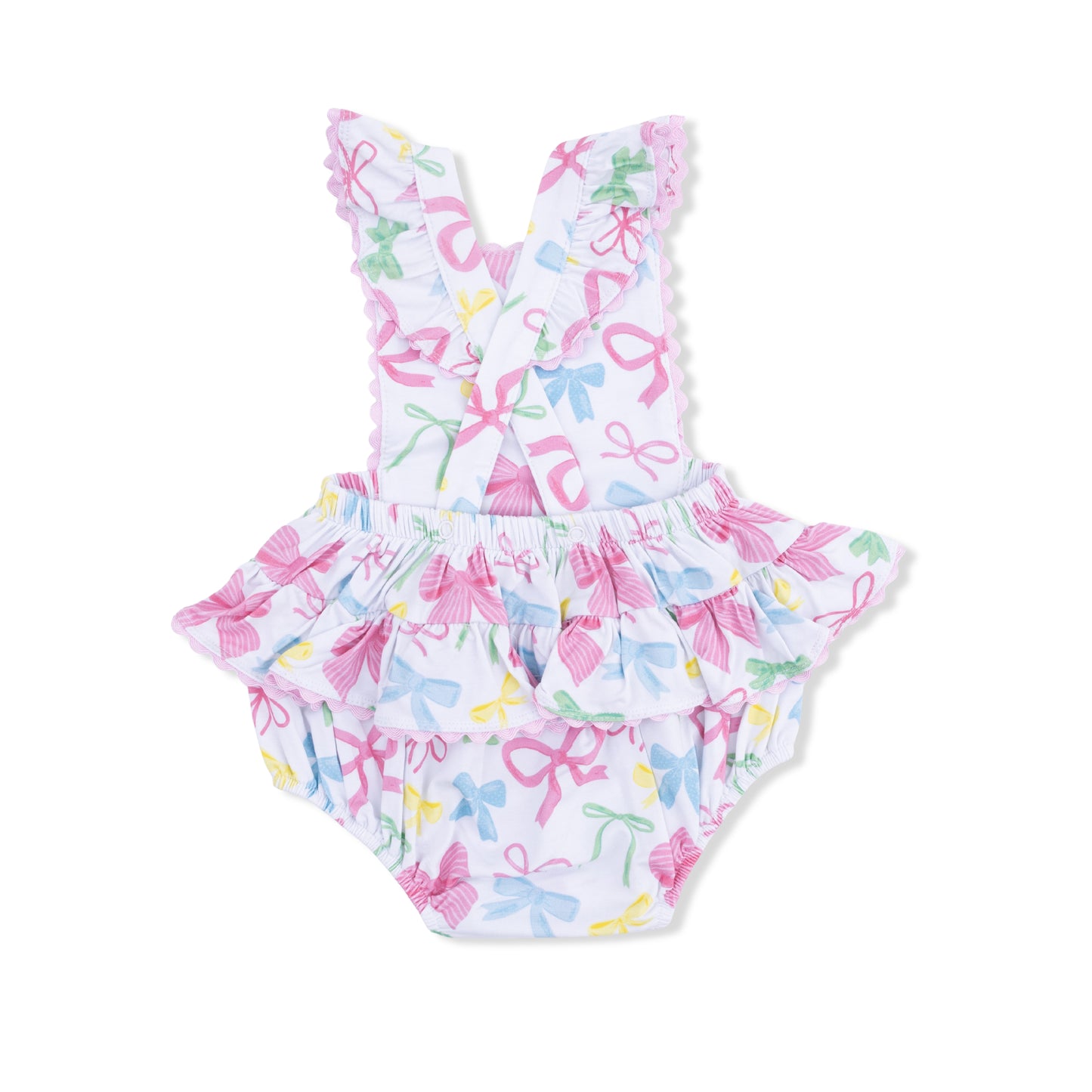 Sweet Bows - Ric Rac Ruffle Sunsuit-Angel Dear