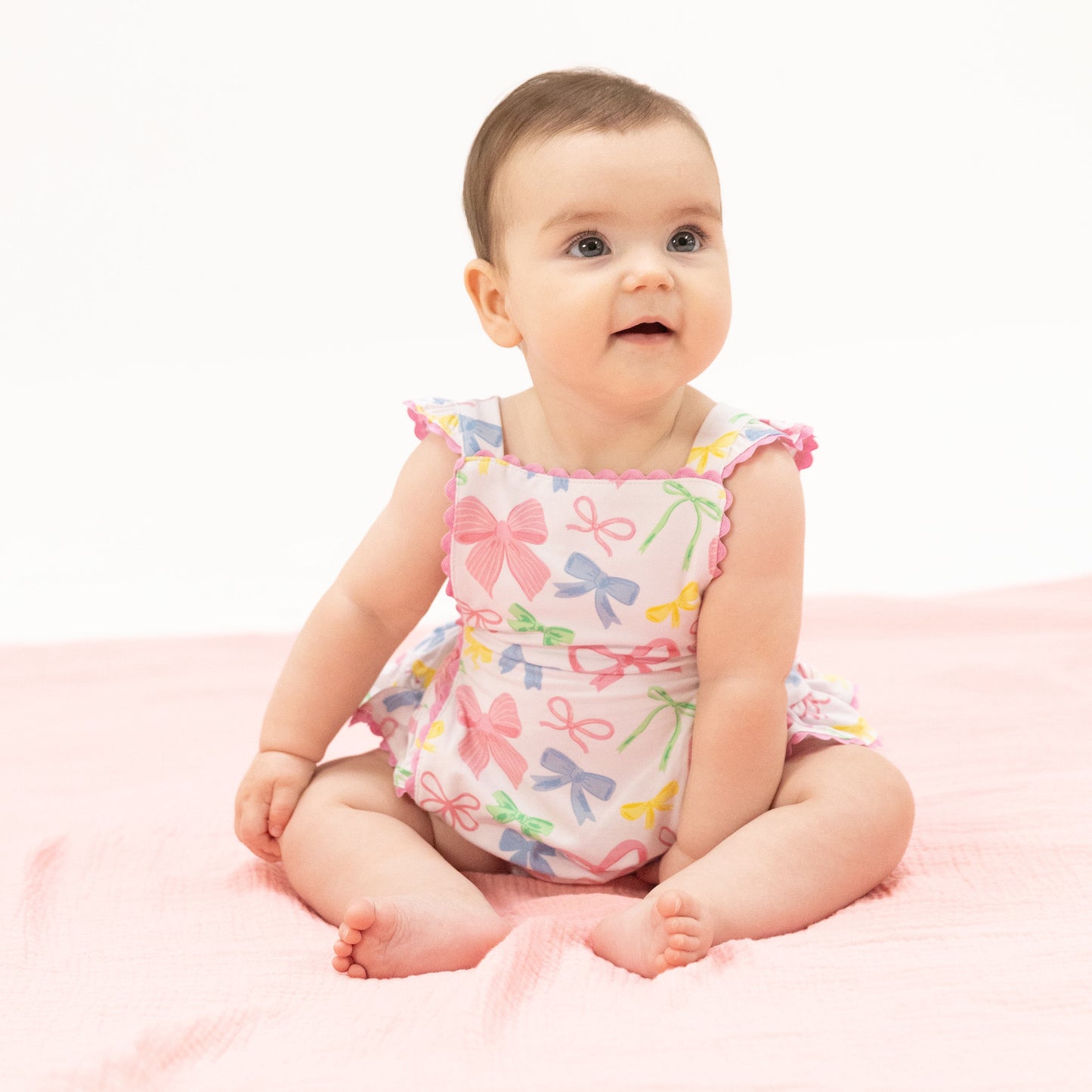 Sweet Bows - Ric Rac Ruffle Sunsuit-Angel Dear