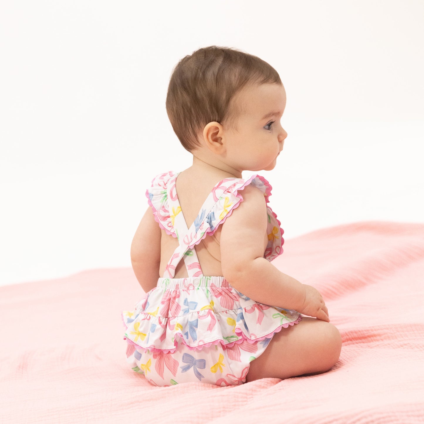 Sweet Bows - Ric Rac Ruffle Sunsuit-Angel Dear
