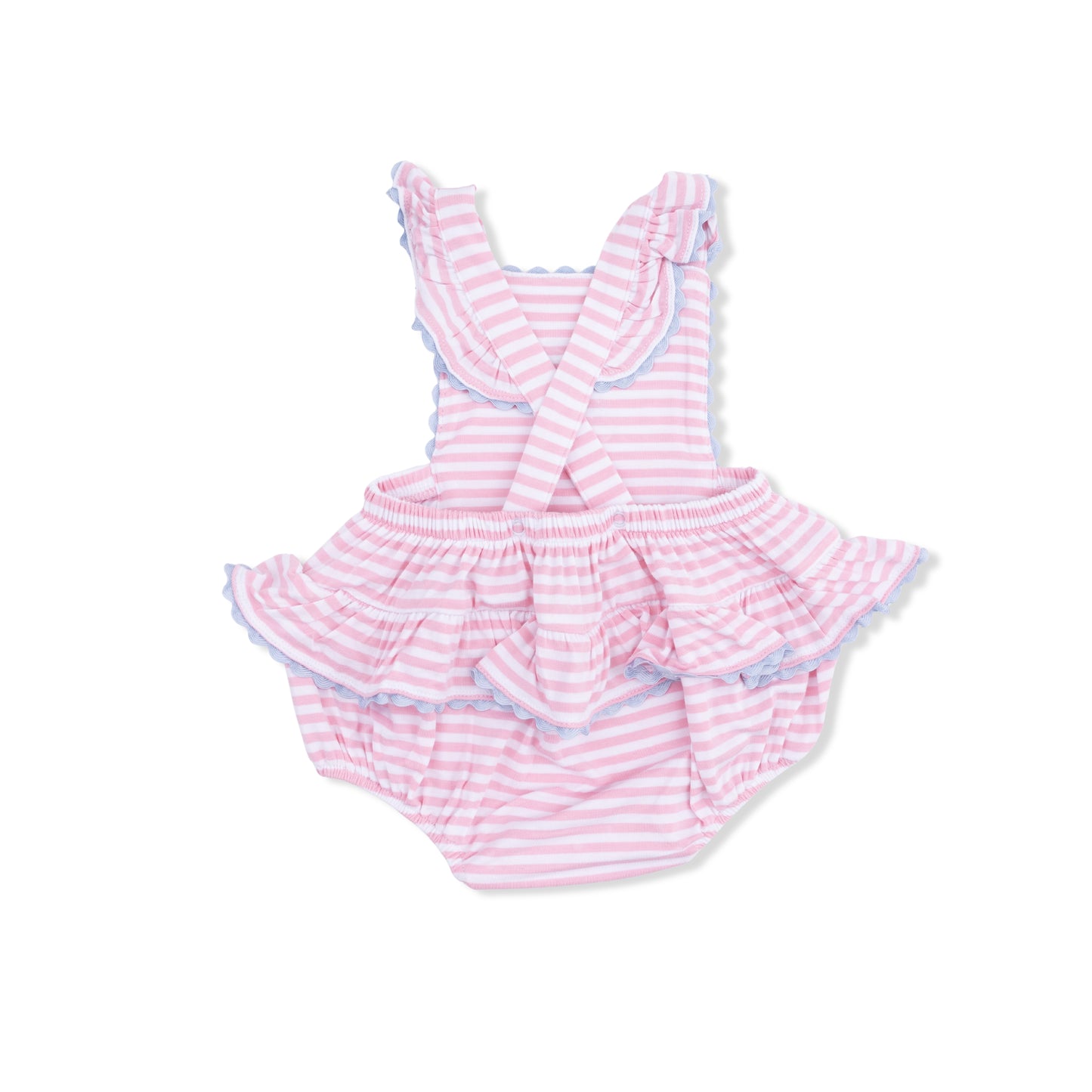 Cherry Stripe - Ric Rac Ruffle Sunsuit-Angel Dear
