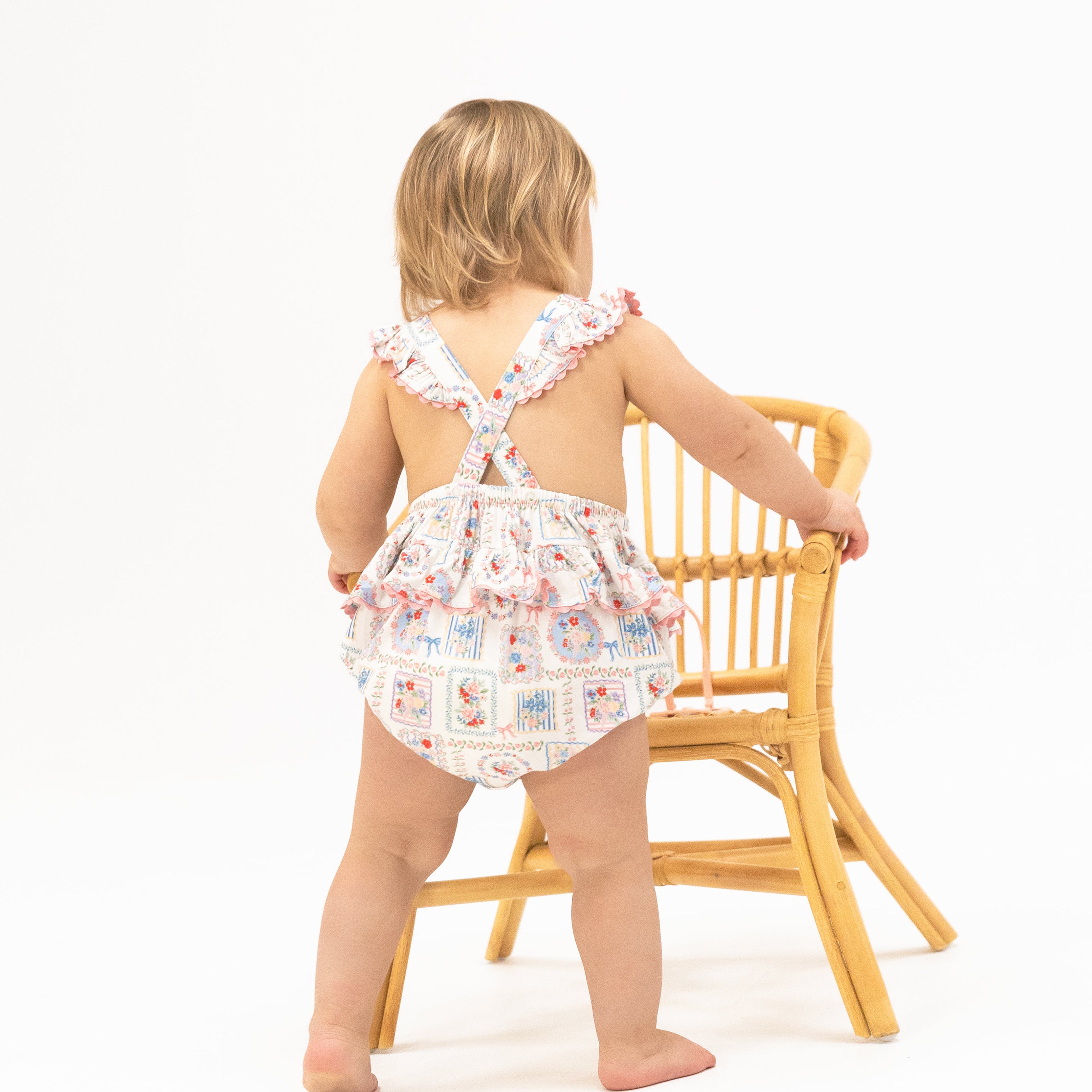 Julep's Floral Patchwork - Ric Rac Ruffle Sunsuit-Angel Dear