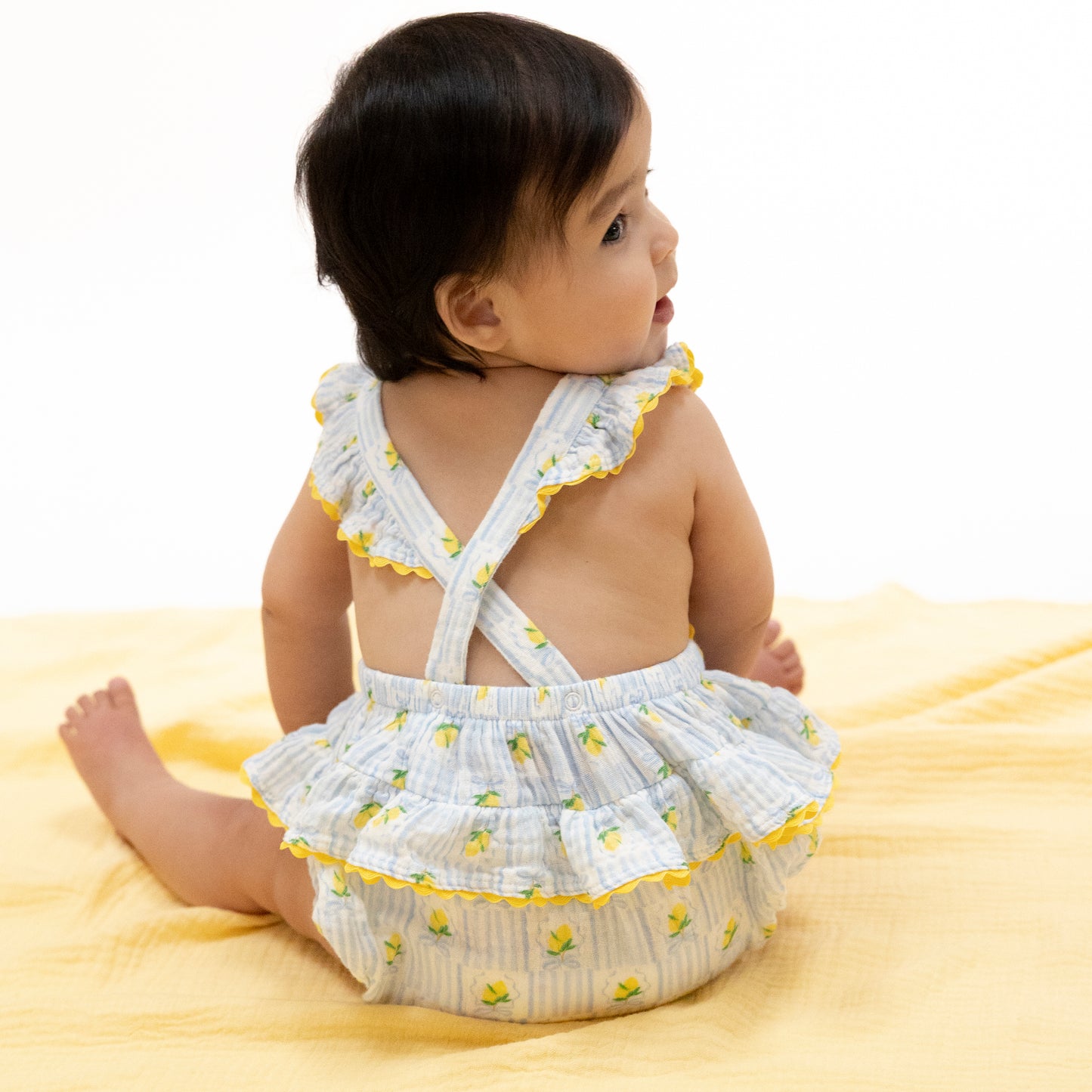 Lovely Lemons - Ric Rac Ruffle Sunsuit-Angel Dear