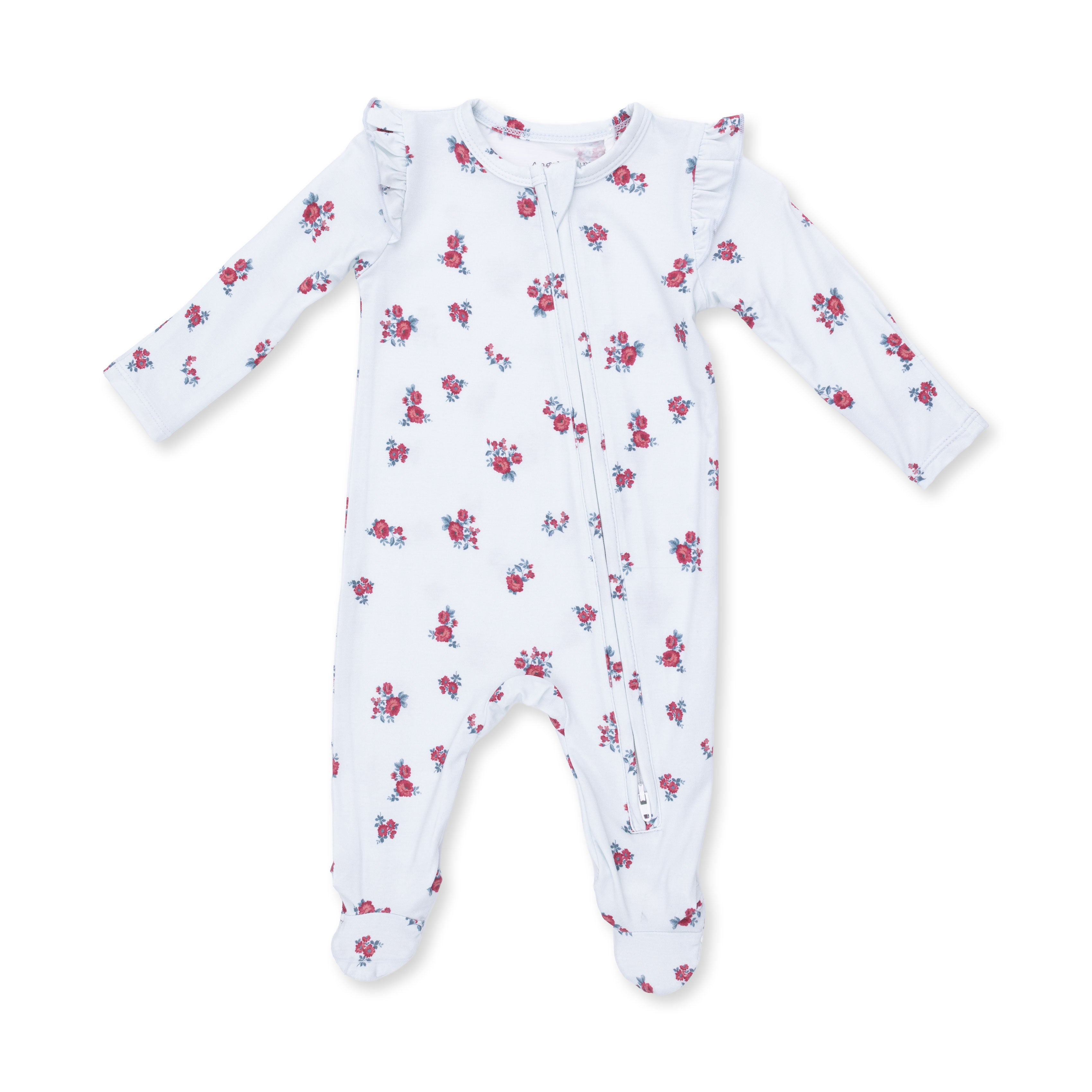 Alyssa Floral - 2 Way Ruffle Sleeve Zipper Footie