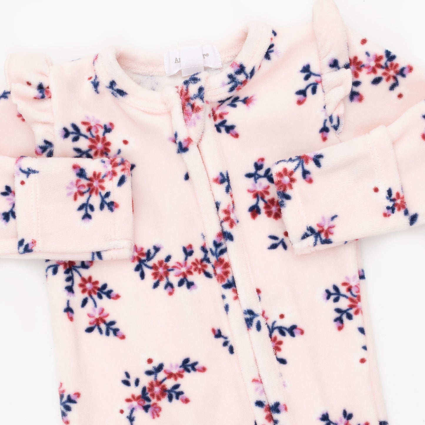Nora Floral Velour - 2 Way Ruffle Sleeve Zipper Footie