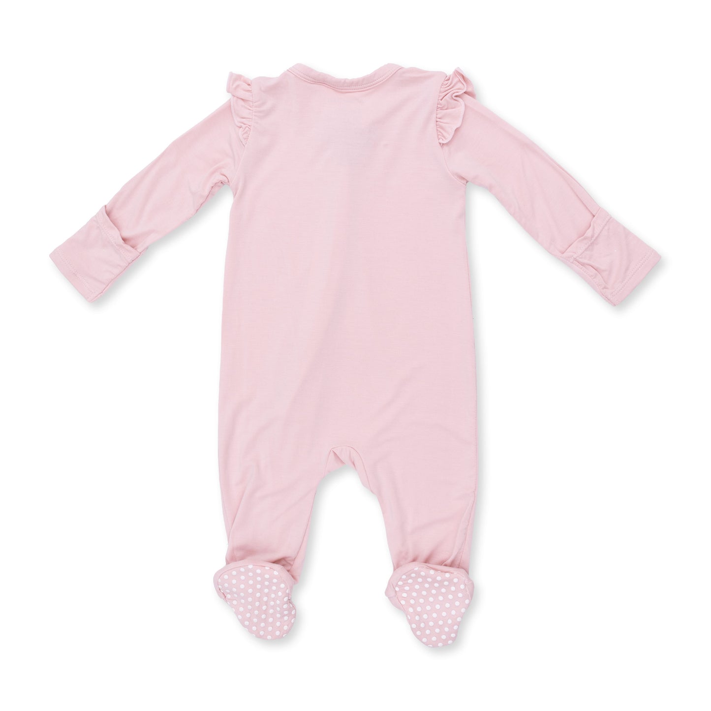 Solid Peachskin - 2 Way Ruffle Sleeve Zipper Footie