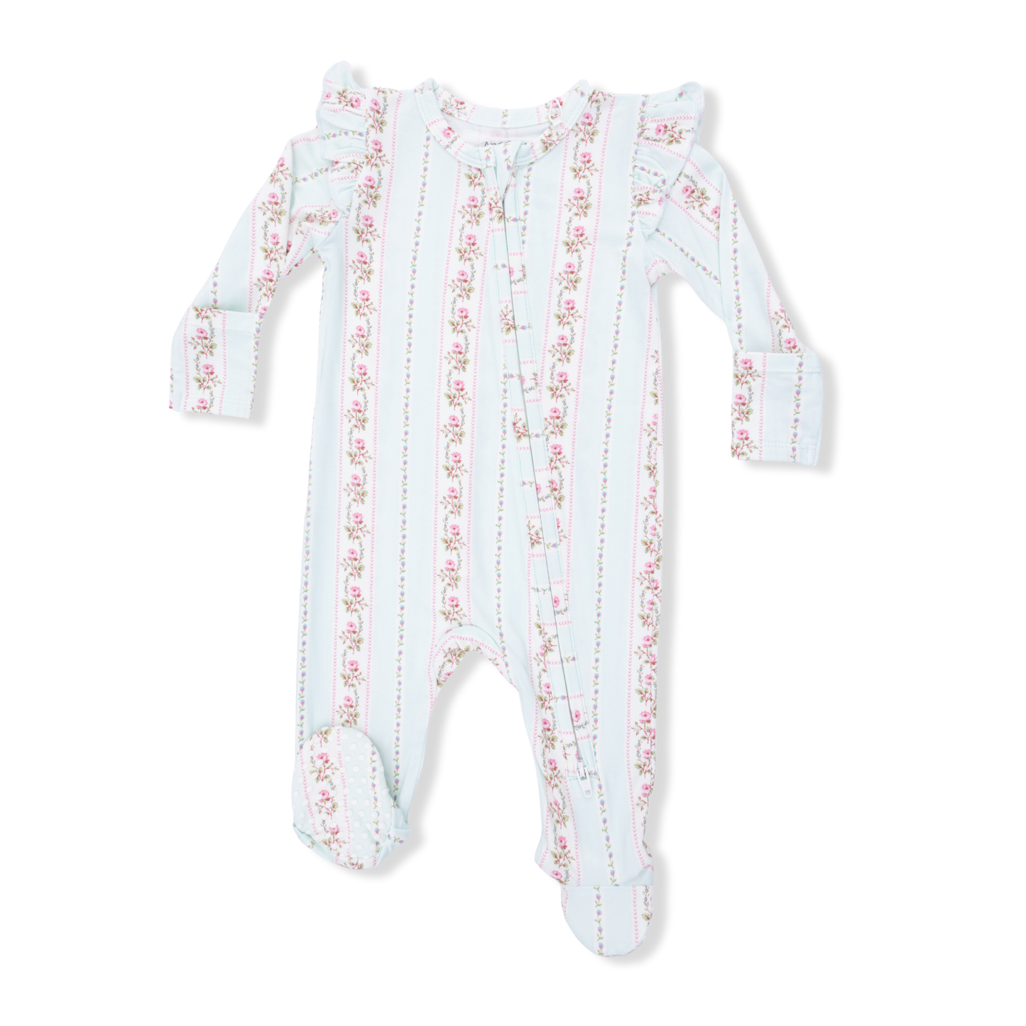 Antoinette Stripe - 2 Way Ruffle Sleeve Zipper Footie-Angel Dear