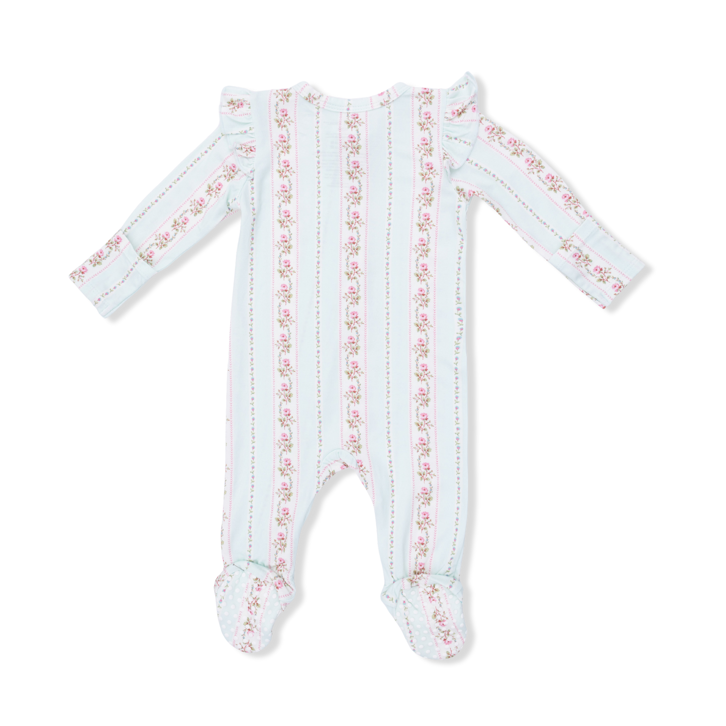 Antoinette Stripe - 2 Way Ruffle Sleeve Zipper Footie & Headband Set-Angel Dear