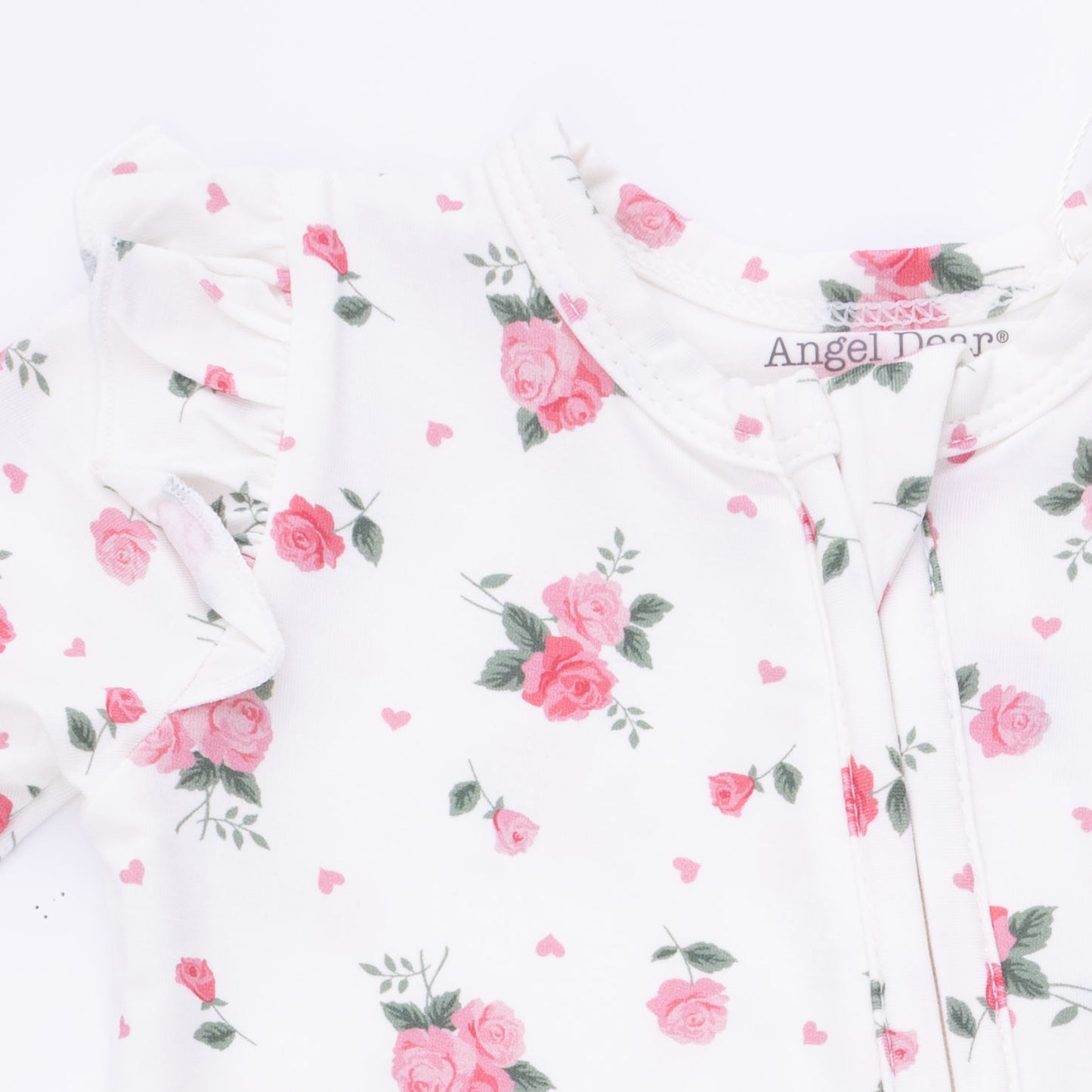 Pink Rosettes - 2 Way Ruffle Sleeve Zipper Footie