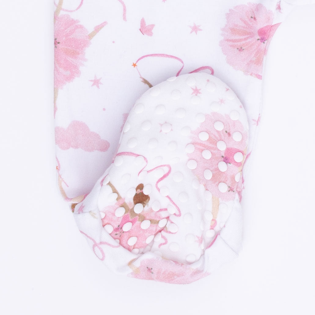 Ribbon Ballerinas - 2 Way Ruffle Sleeve Zipper Footie