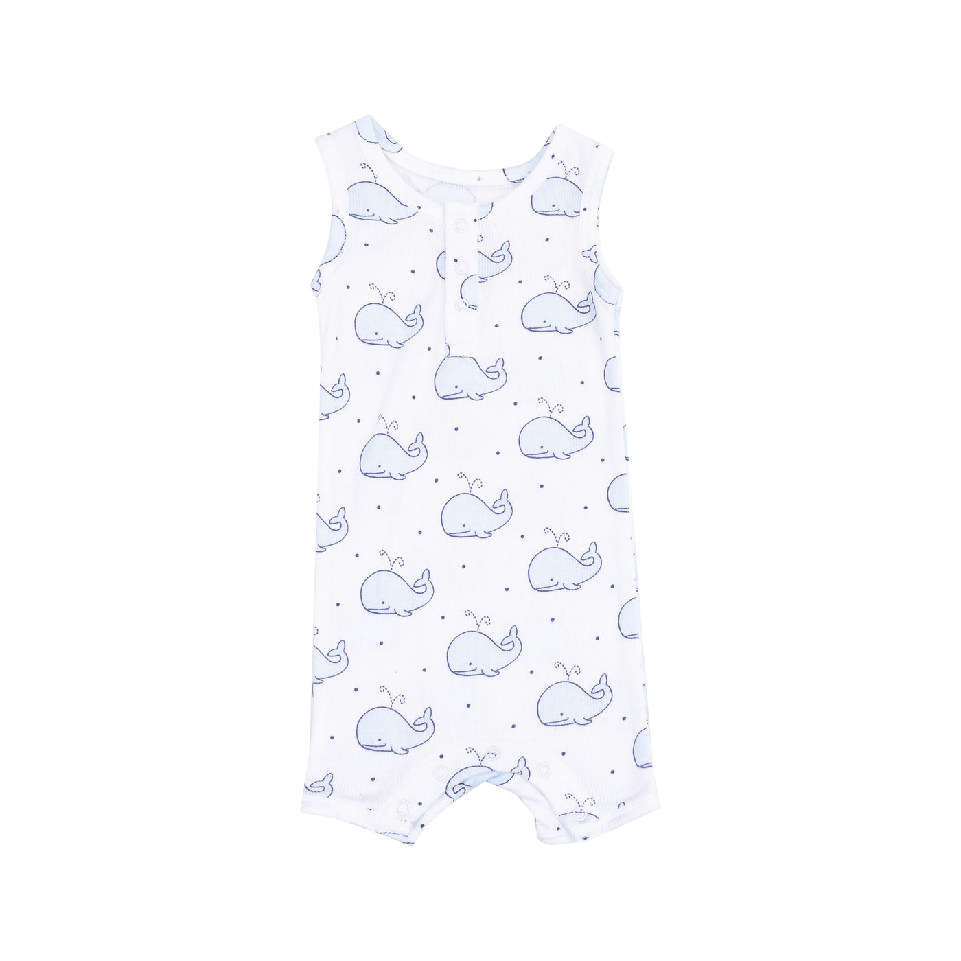 Sleeveless Shortie Romper - Bubbly Whale Blue-Angel Dear