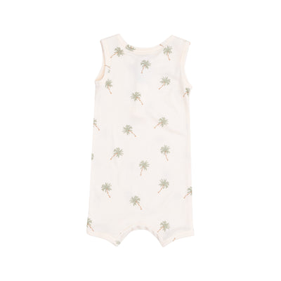 Sleeveless Shortie Romper - Palm Trees