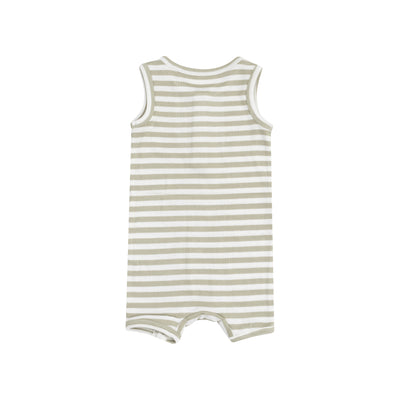 Sleeveless Shortie Romper - Stripe Sage