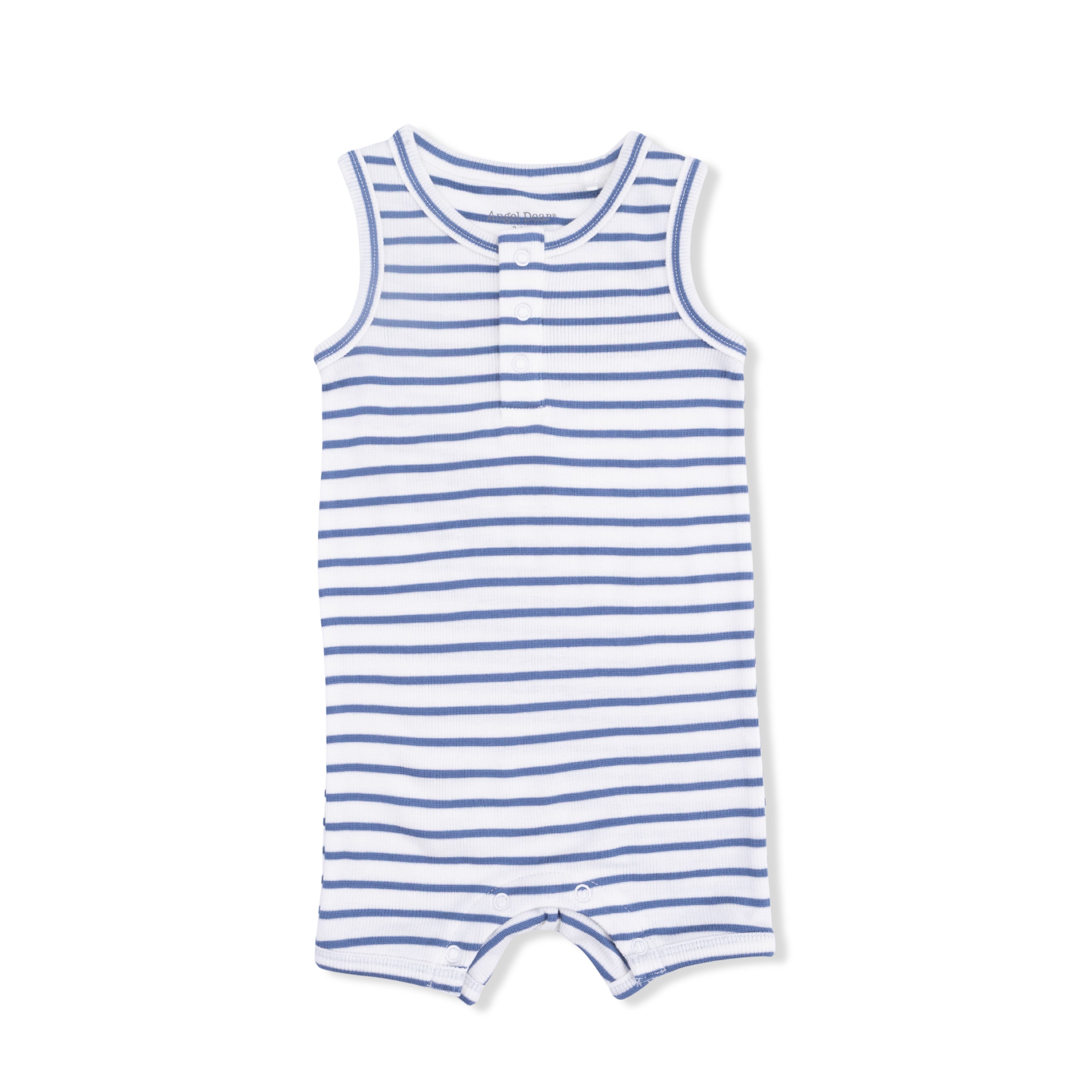Navy Stripe - Henley Shortie Romper-Angel Dear