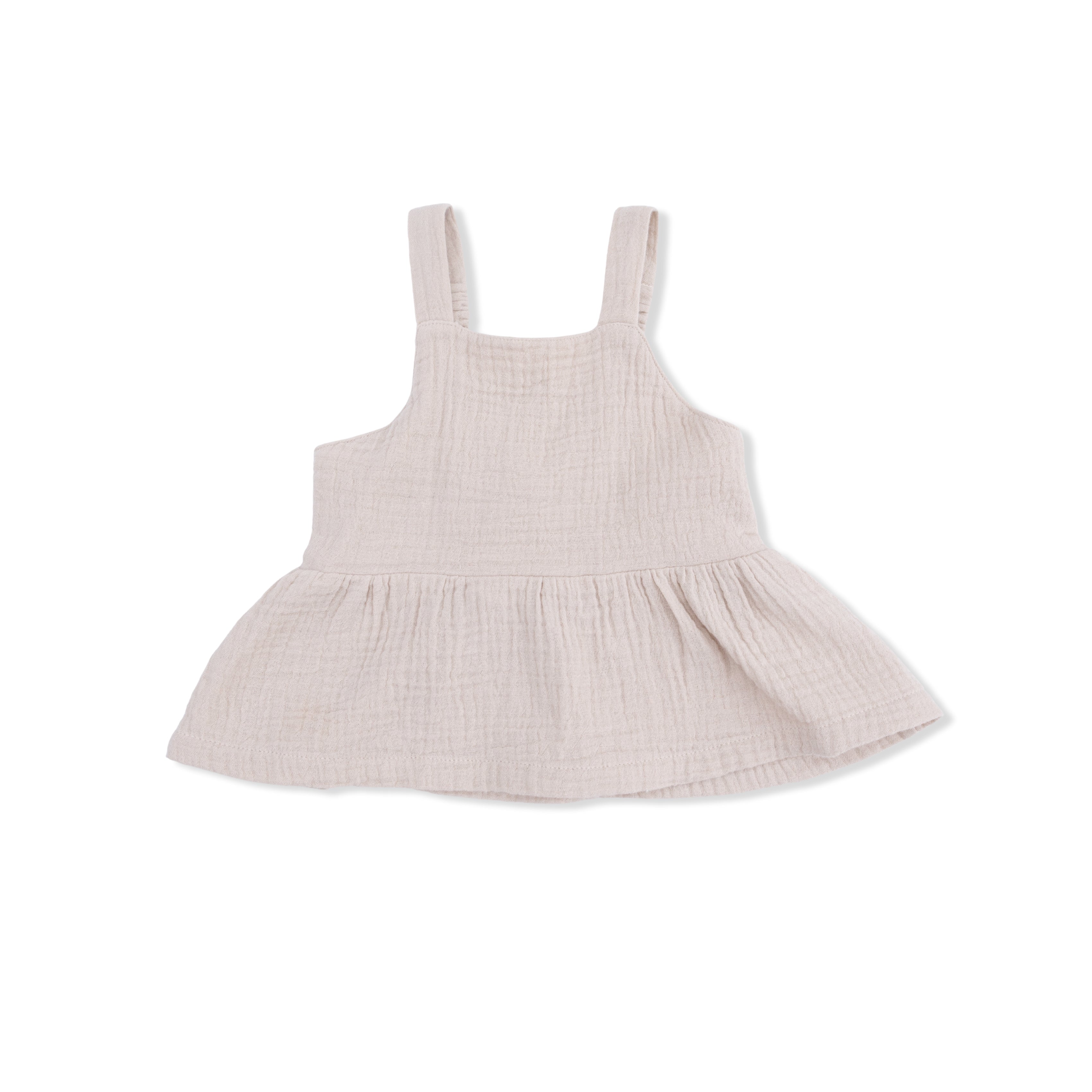 Solid Muslin French Oak - Peplum Tank with Smocked Back-Angel Dear