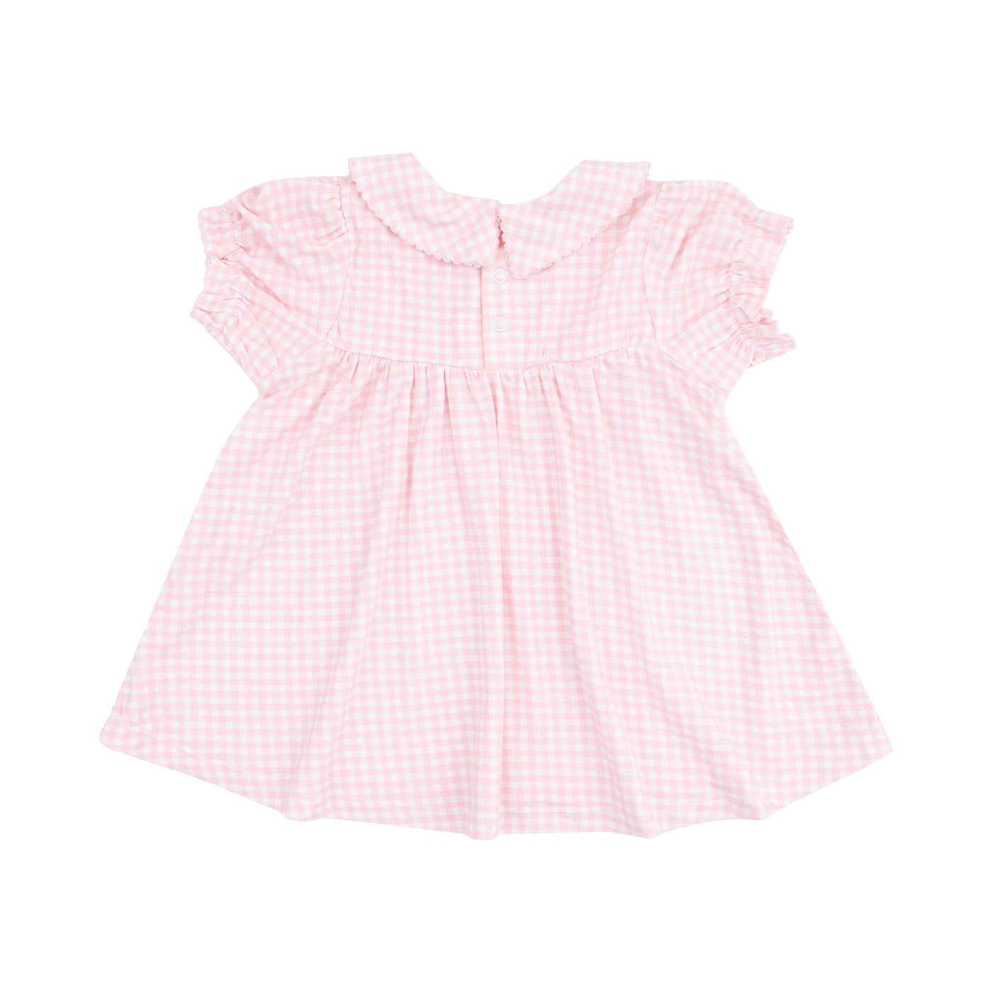 Classic Smocked Peter Pan Collar Dress with  Bunny Applique and Diaper Cover - Mini Gingham Pink