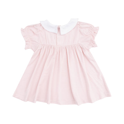 Smocked Peterpan Collar Dress +Ruffle Leg Bloomer - Solid Classic Pink