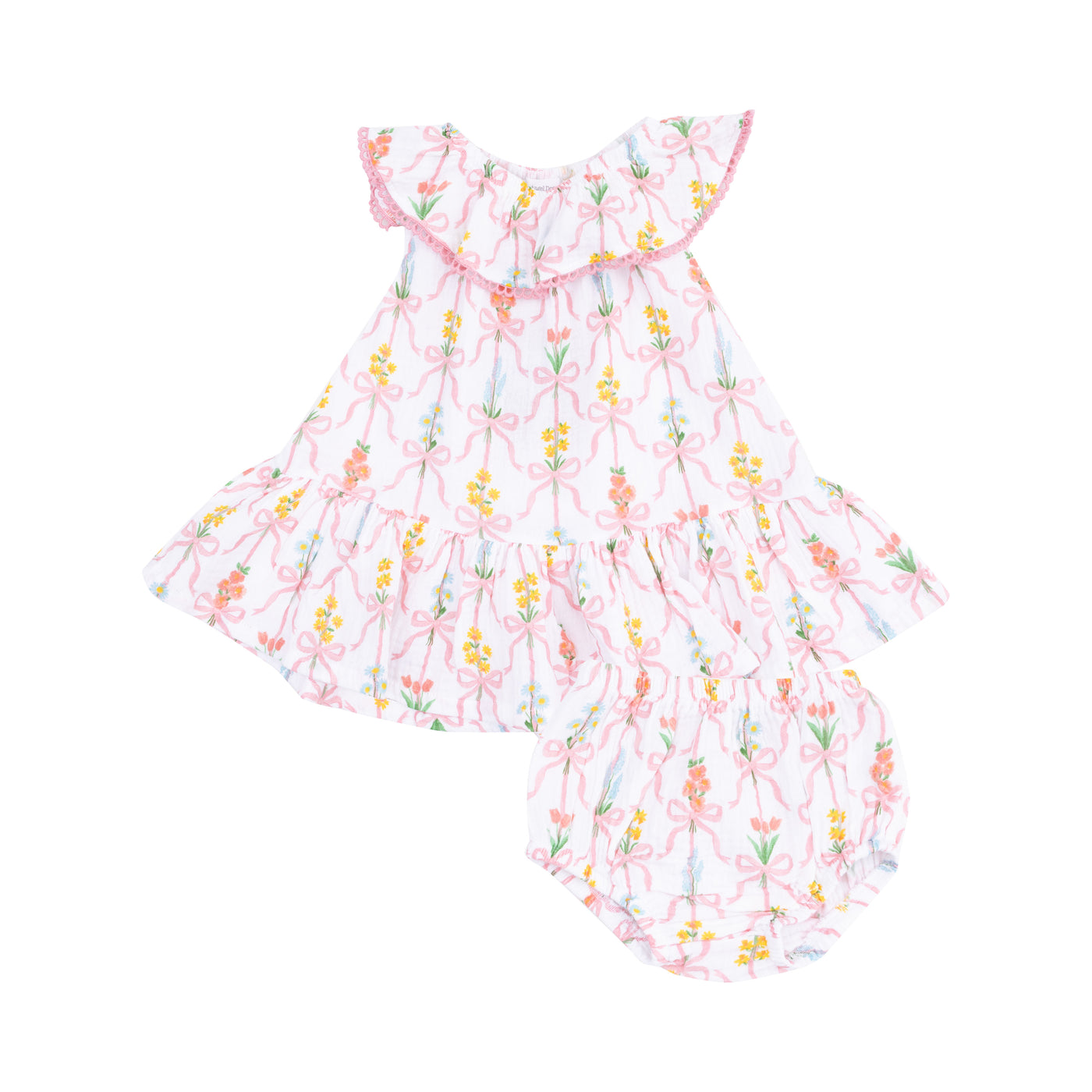 Circle Neck Ruffle Dress + Bloomer - Ribbon Bouquets