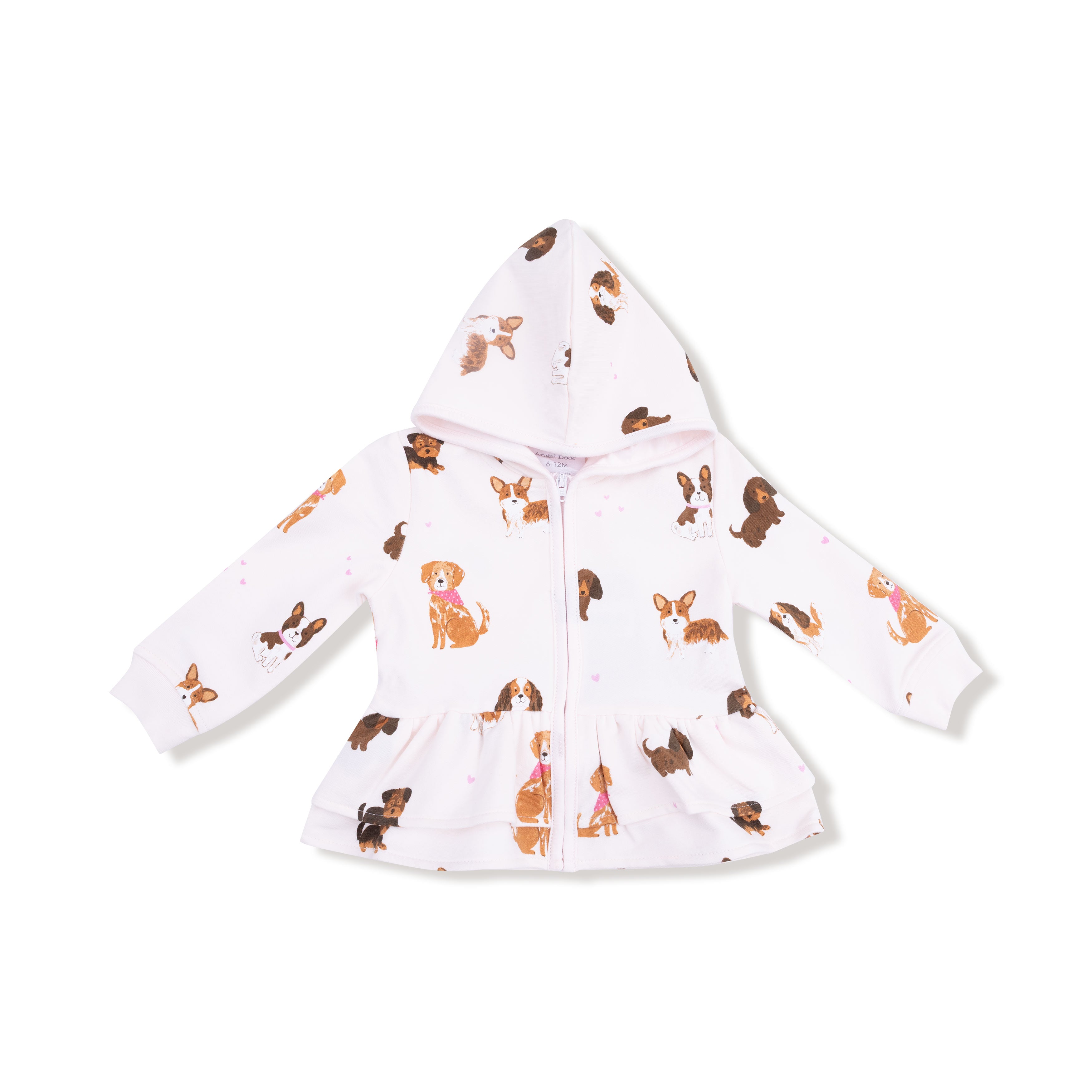 Zip Peplum Hoodie in our  Best Friend Dogs - Pink print from Angel Dear