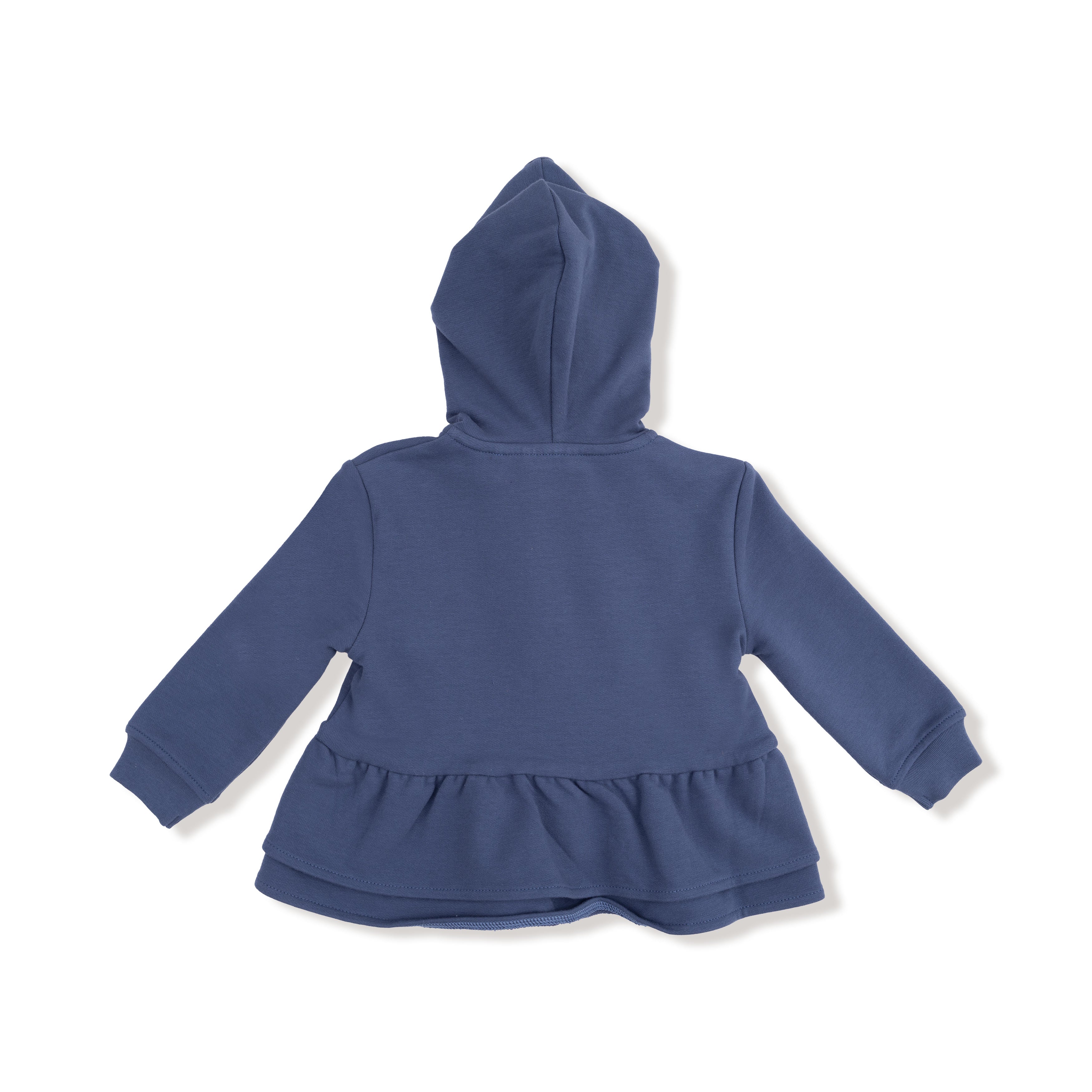 Zip Peplum Hoodie in our  Varsity - Vintage Indigo print from Angel Dear