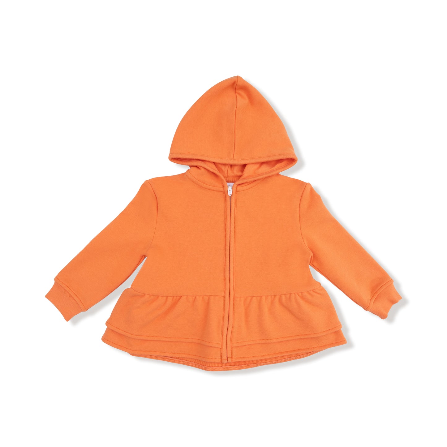 Zip Peplum Hoodie in our  Varsity - Orange print from Angel Dear