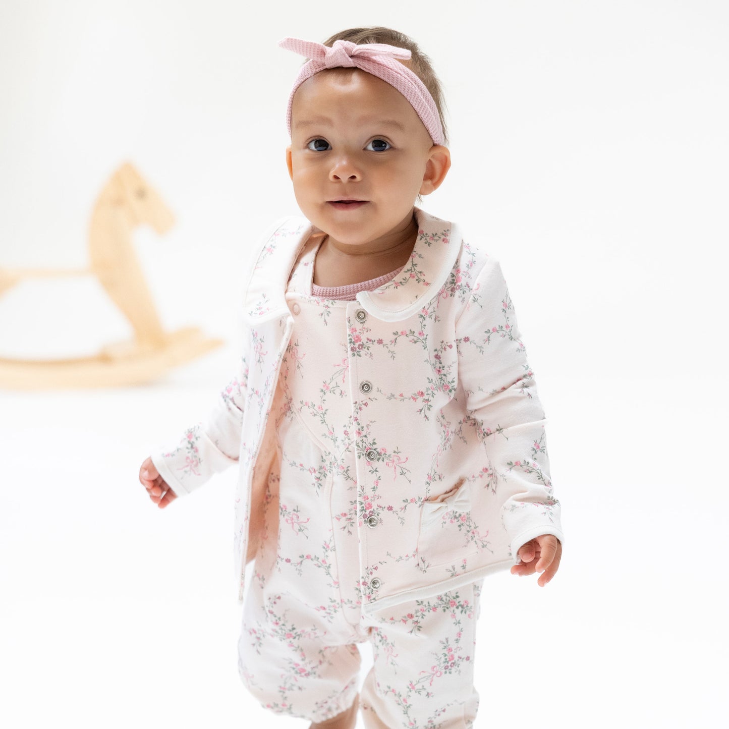 Tweed Style Jacket with Bow Pockets in our  Antoinette Floral print from Angel Dear