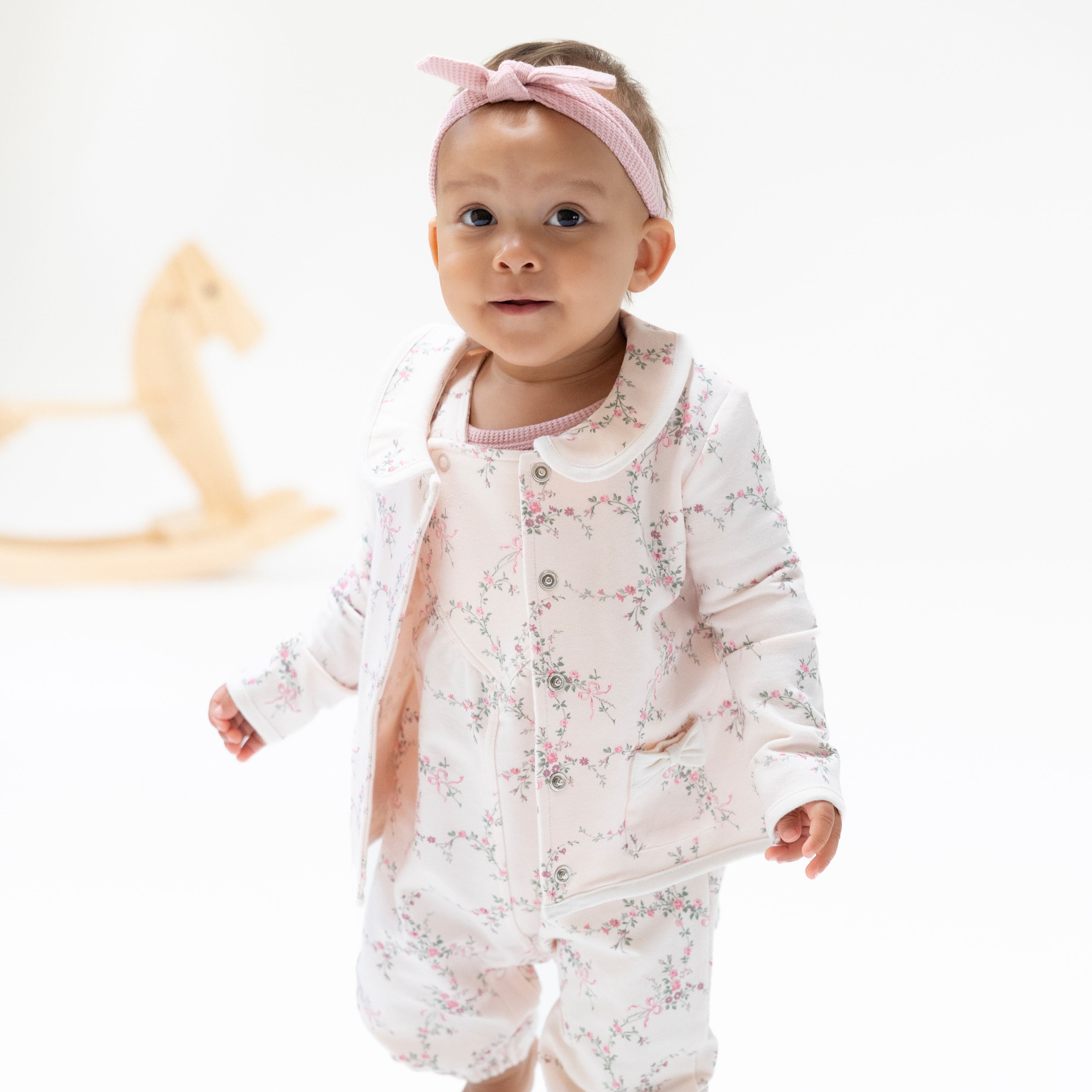 Tweed Style Jacket with Bow Pockets in our  Antoinette Floral print from Angel Dear