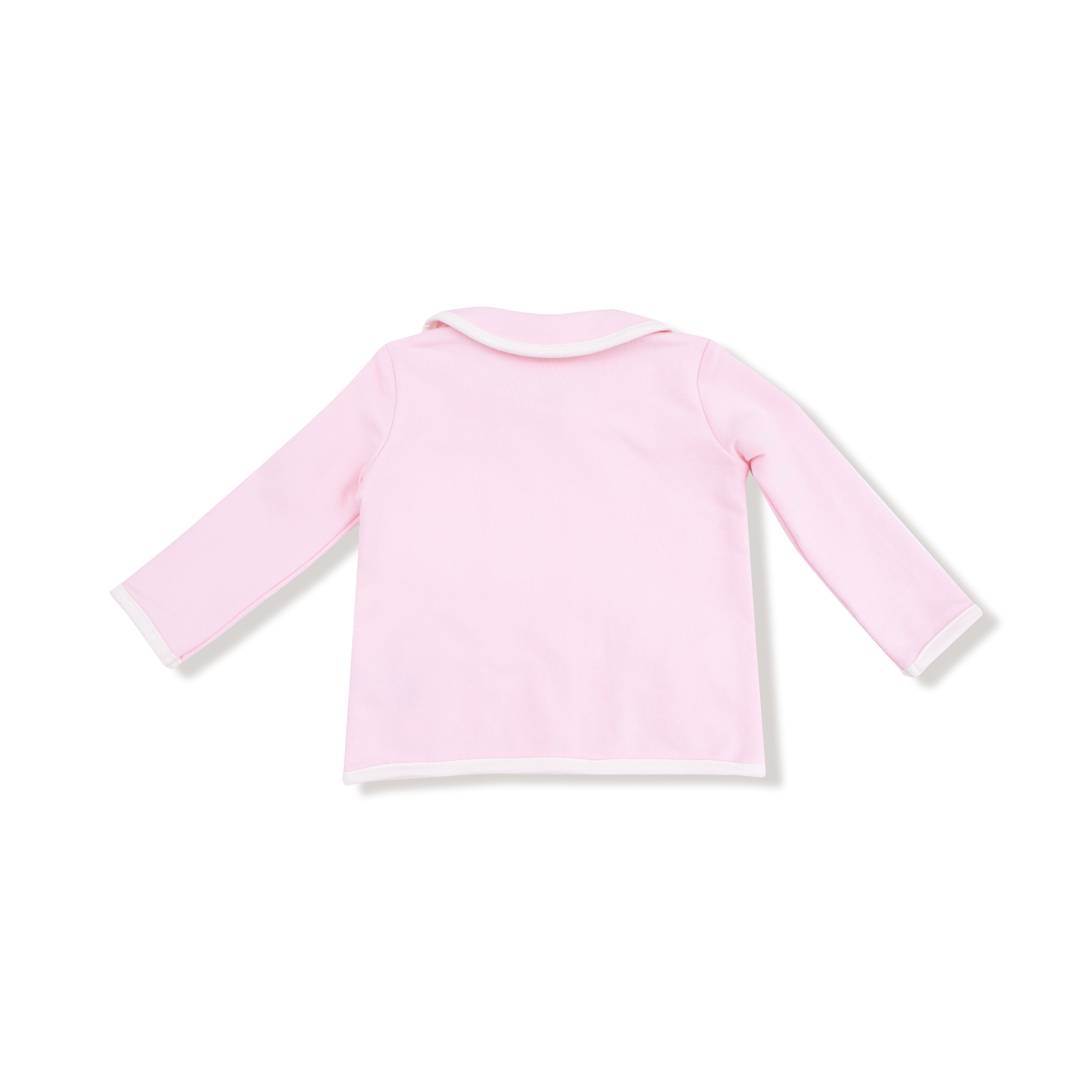 Tweed Style Jacket with Bow Pockets in our  Varsity - Pink print from Angel Dear