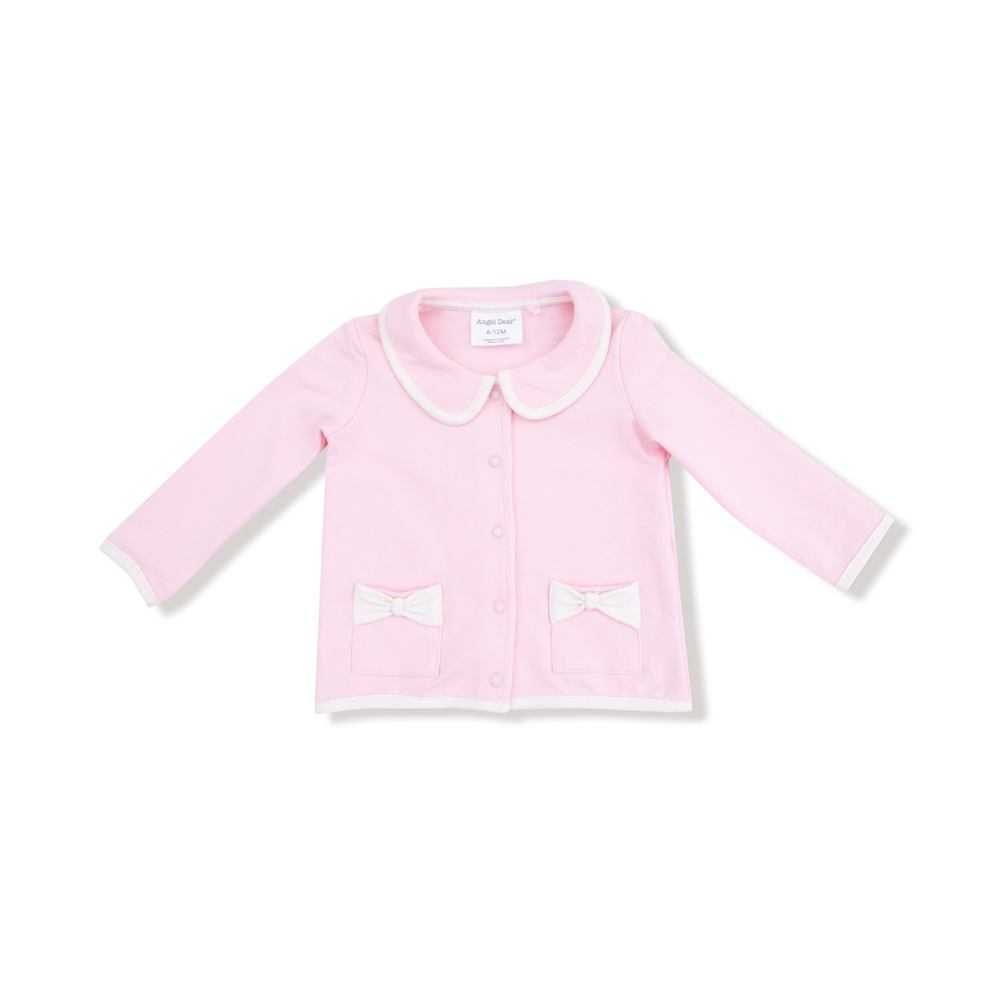 Tweed Style Jacket with Bow Pockets in our  Varsity - Pink print from Angel Dear