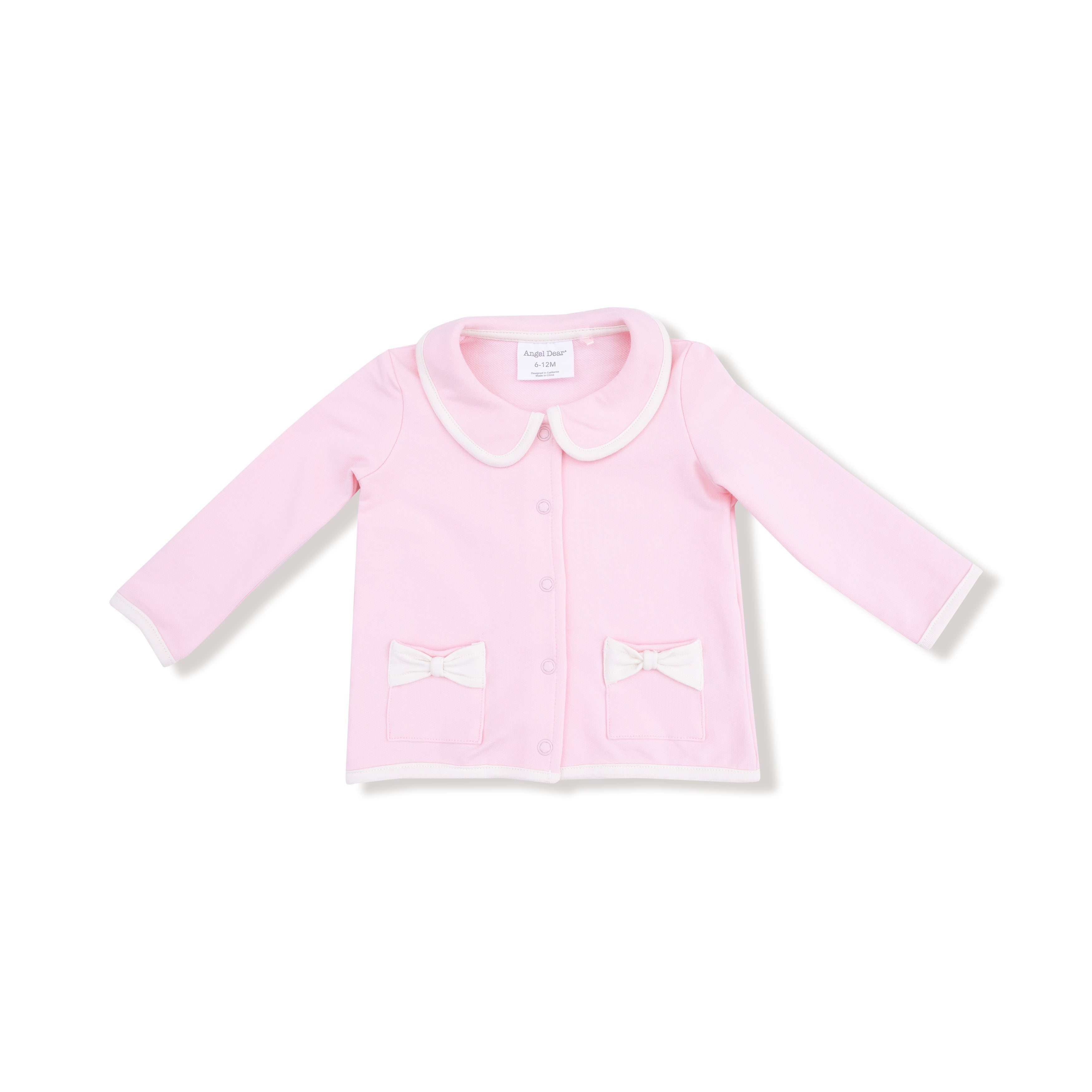 Tweed Style Jacket with Bow Pockets in our  Varsity - Pink print from Angel Dear